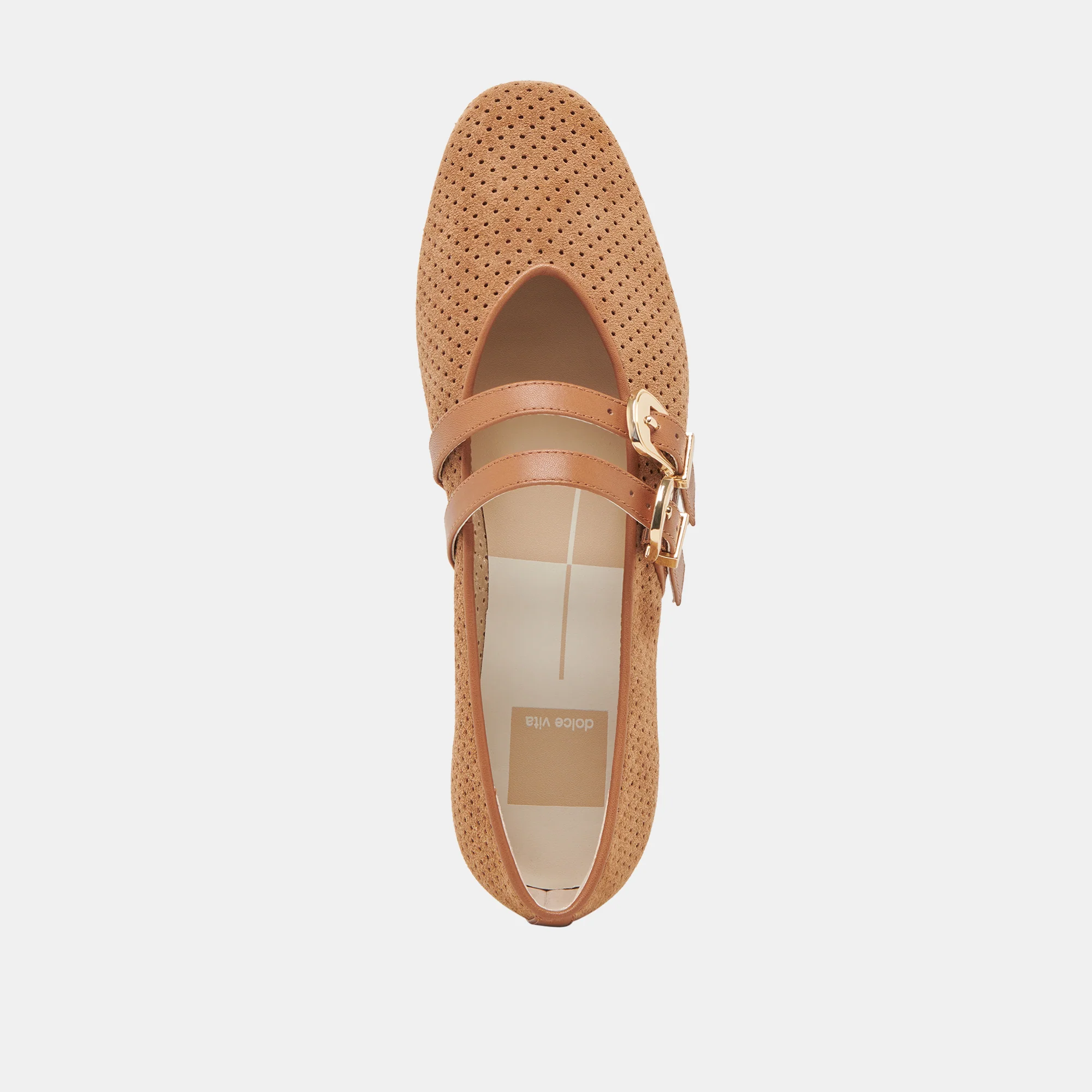 BAYLEE BALLET FLATS PECAN PERFORATED SUEDE - Image 10