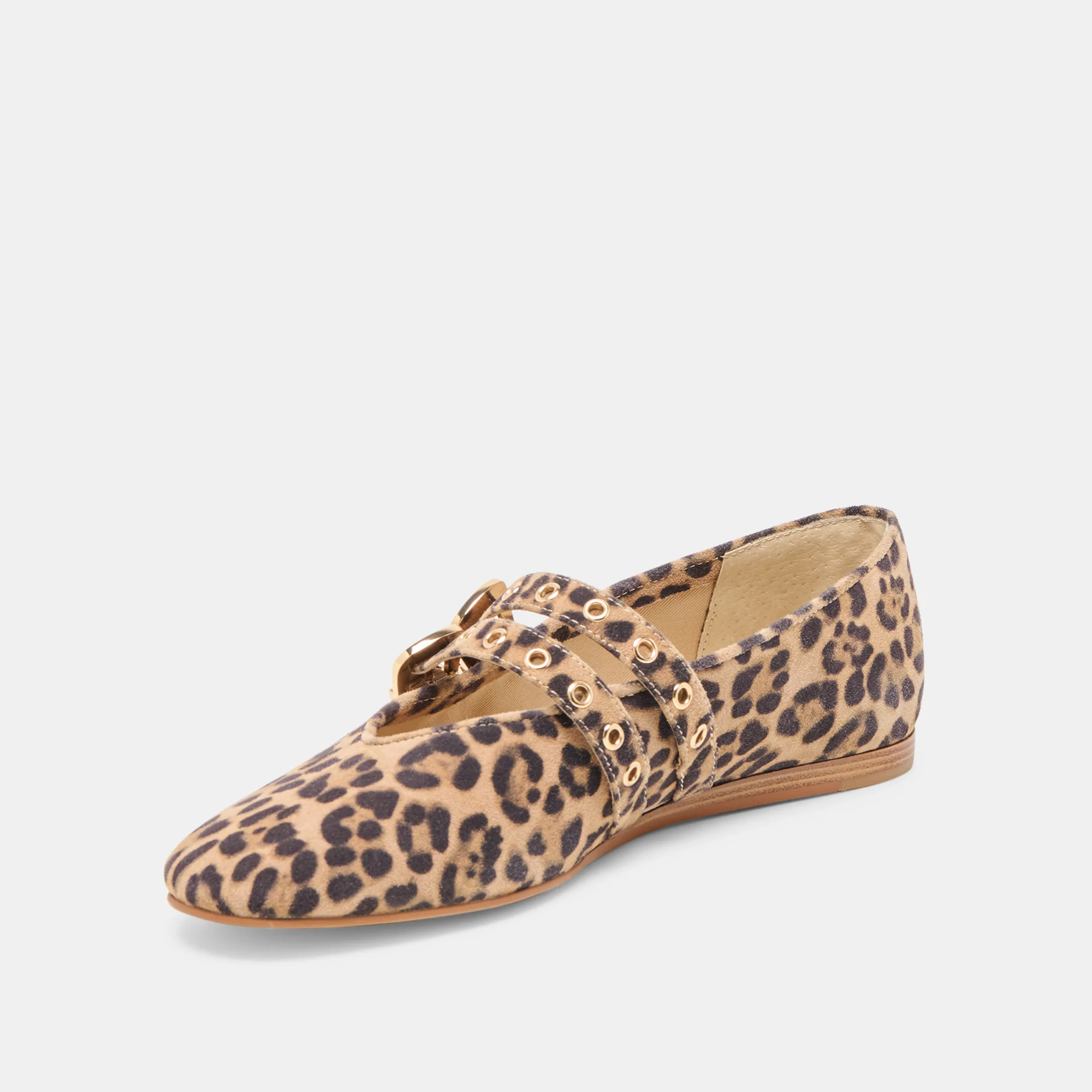 BAYLEE GROMMET BALLET FLATS DK LEOPARD PRINTED SUEDE - Image 6