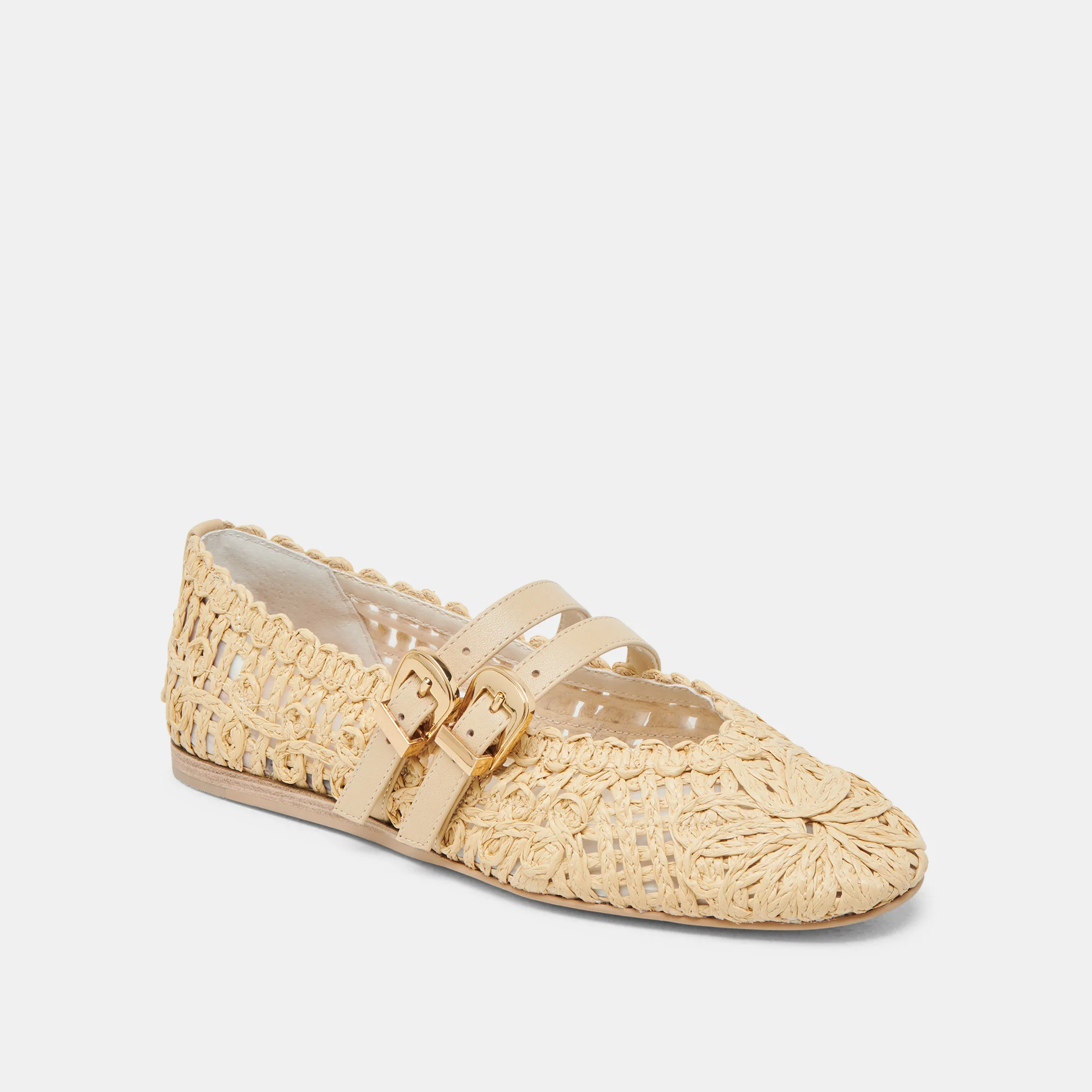 BAYLEE SUNFLOWER WIDE BALLET FLATS LT NATURAL MACRAME - Image 2