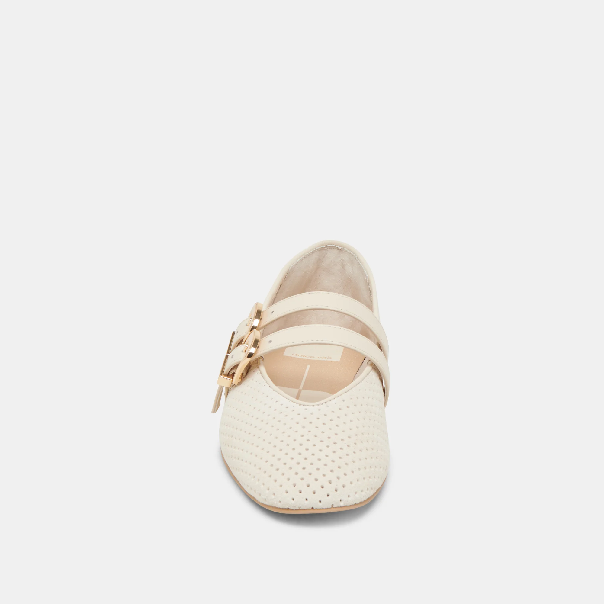 BAYLEE WIDE BALLET FLATS BONE PERFORATED SUEDE - Image 6