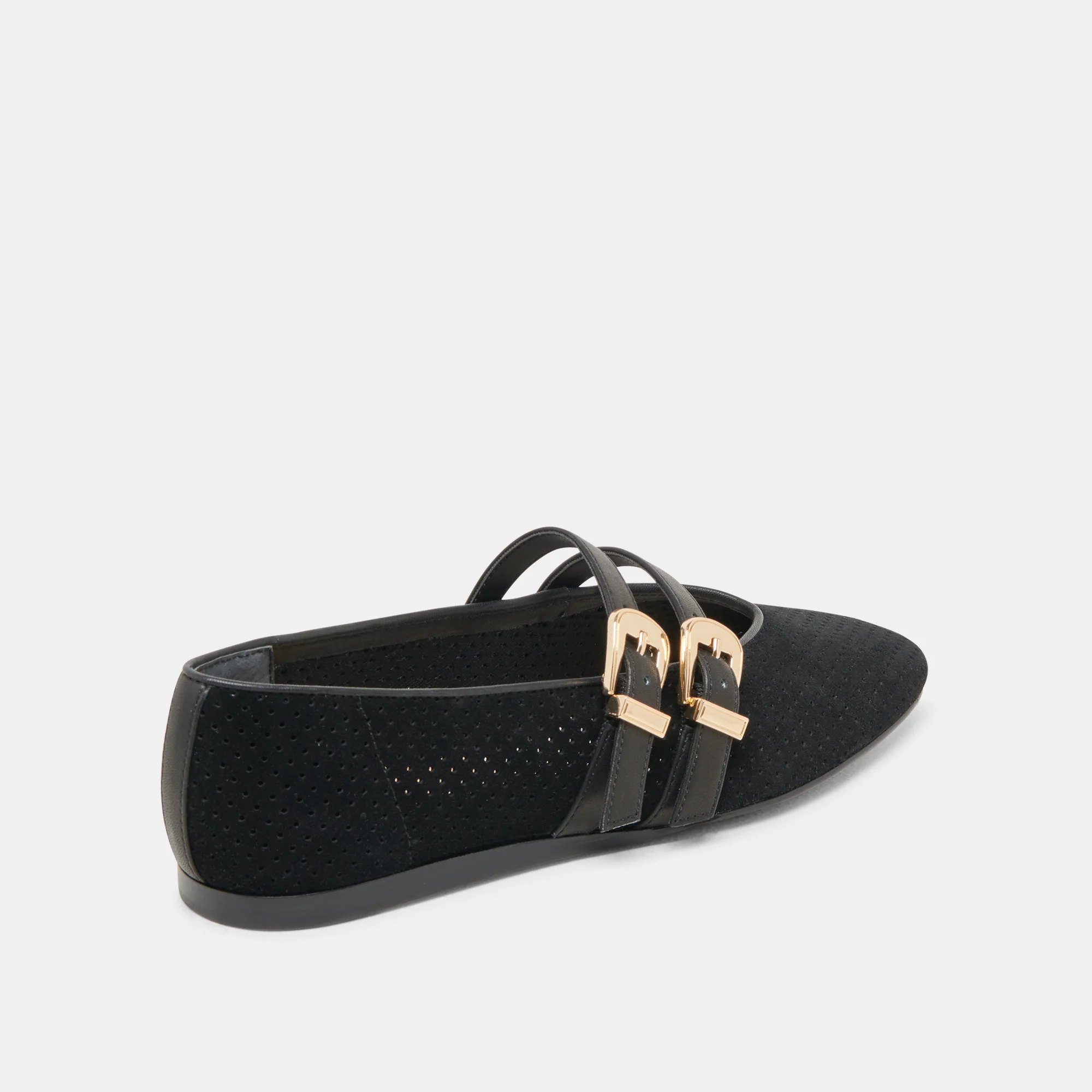 BAYLEE WIDE BALLET FLATS ONYX PERFORATED SUEDE - Image 3