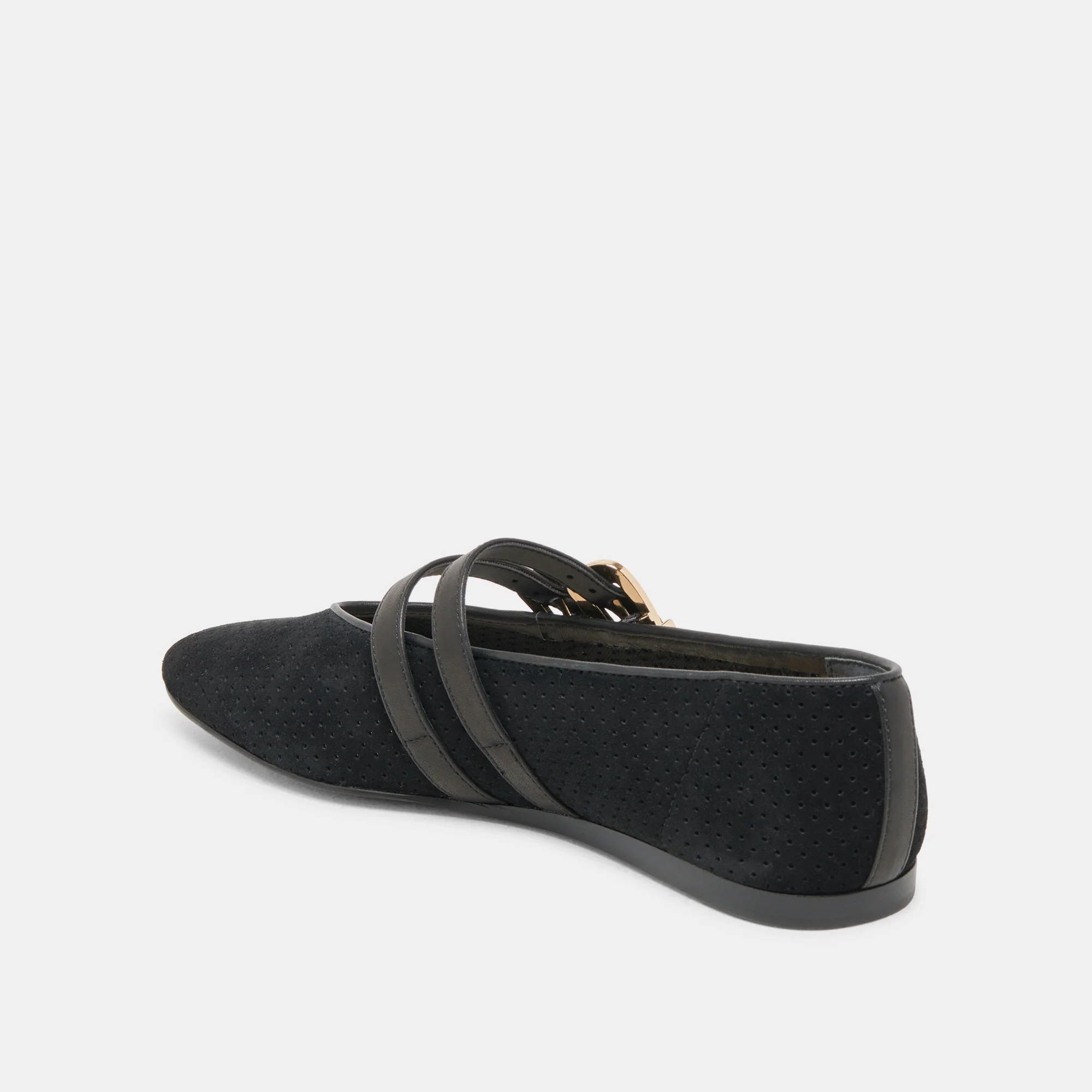 BAYLEE WIDE BALLET FLATS ONYX PERFORATED SUEDE - Image 5