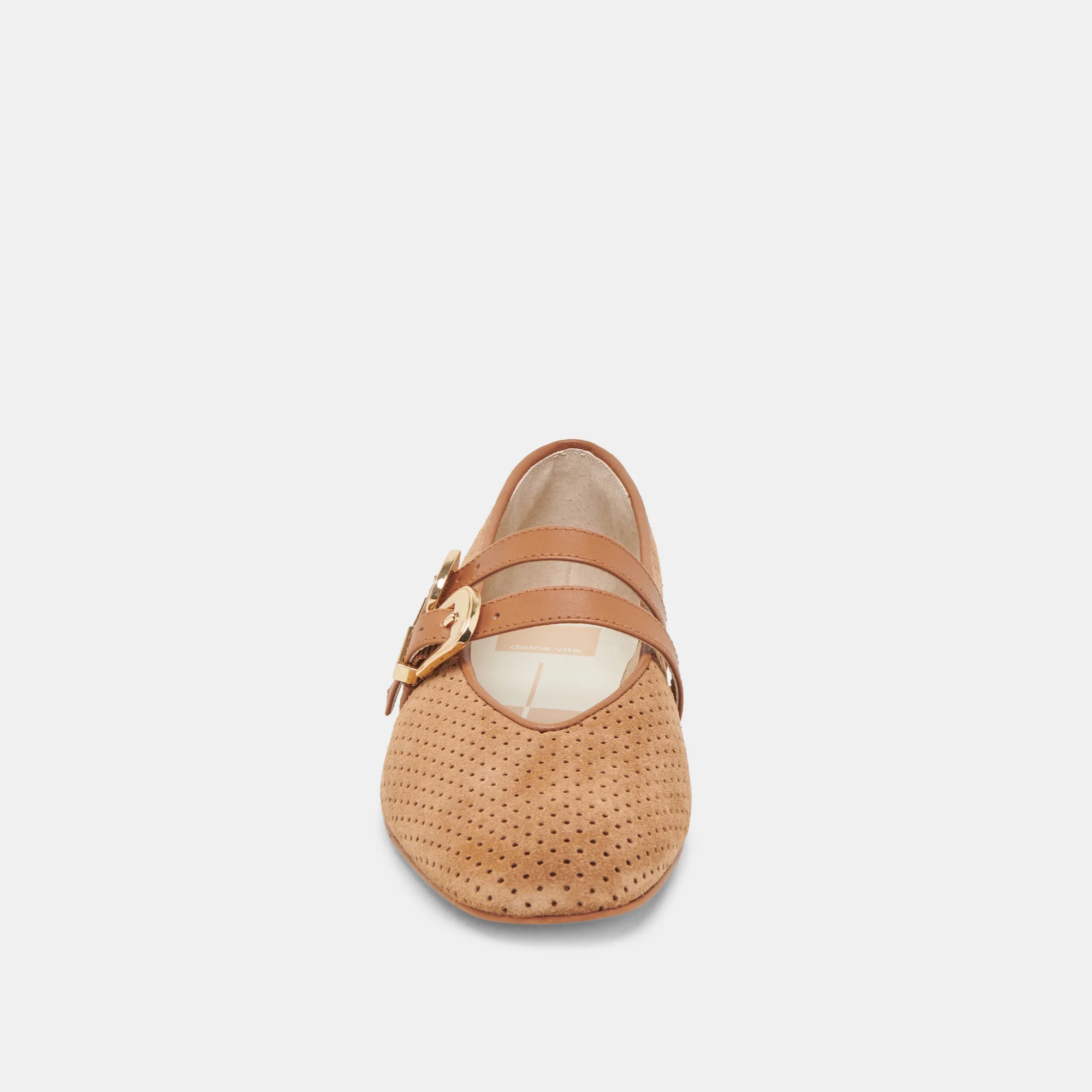 BAYLEE WIDE BALLETS FLATS PECAN PERFORATED SUEDE - Image 6