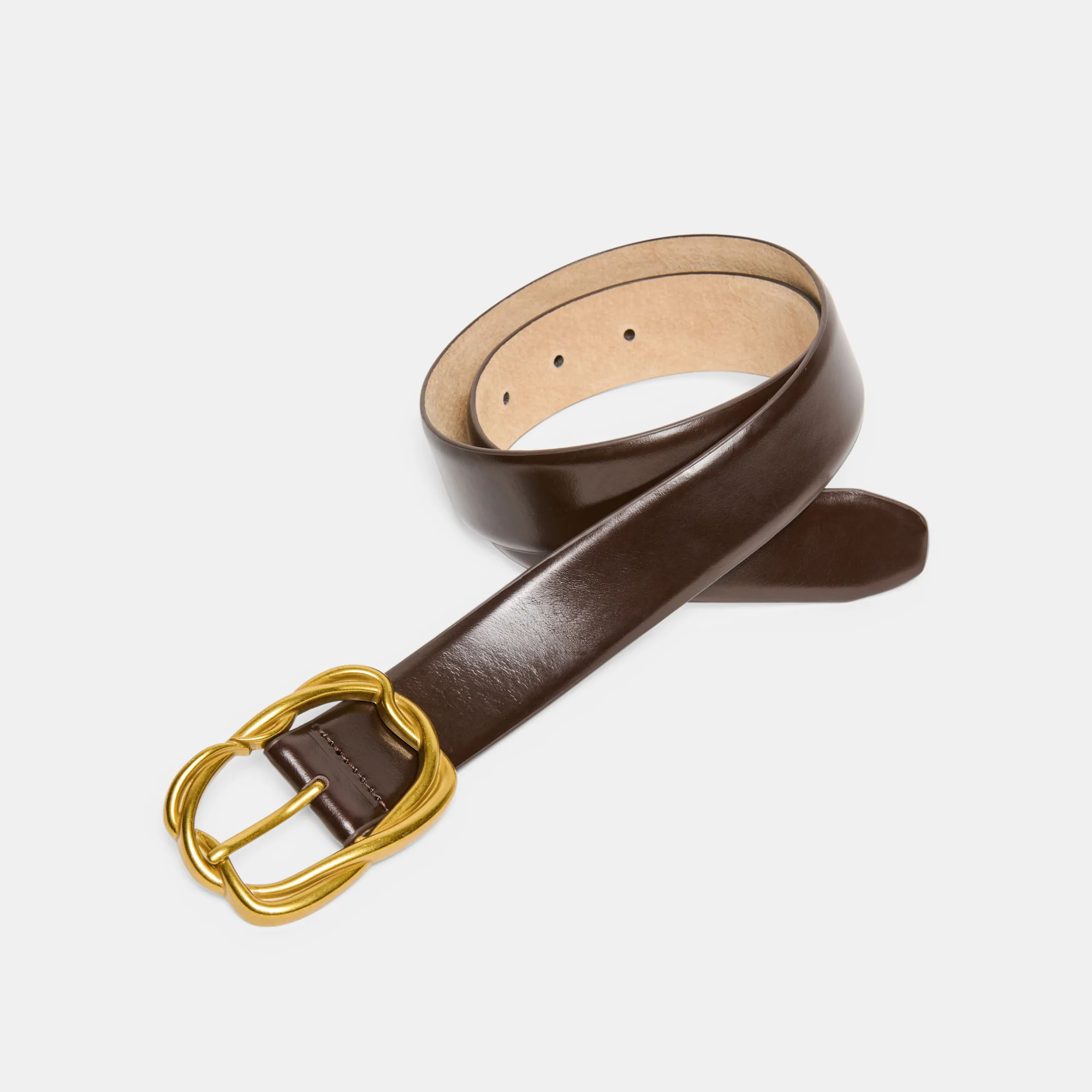 BRAIDED BUCKLE BELT MAHOGANY GOLD - Image 5
