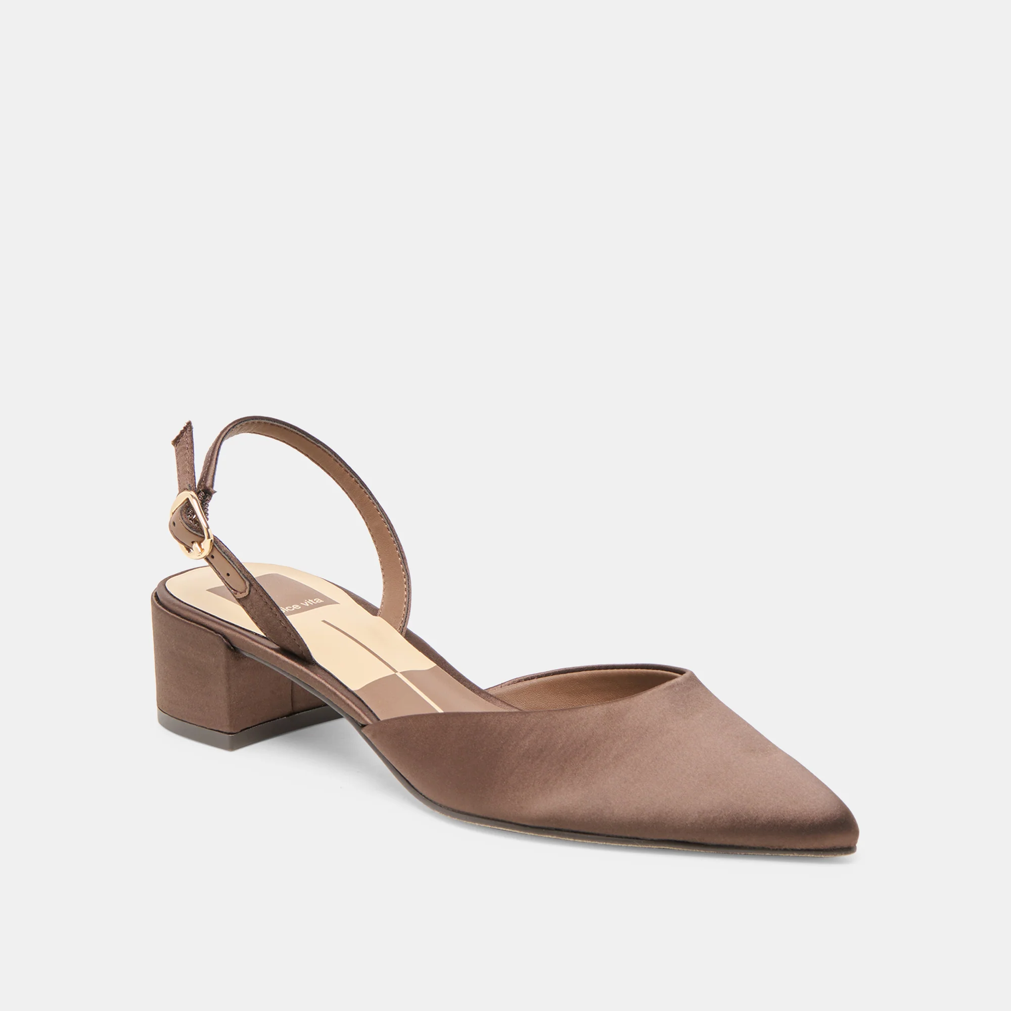 CAREL HEELS DK BROWN SATIN - Image 3