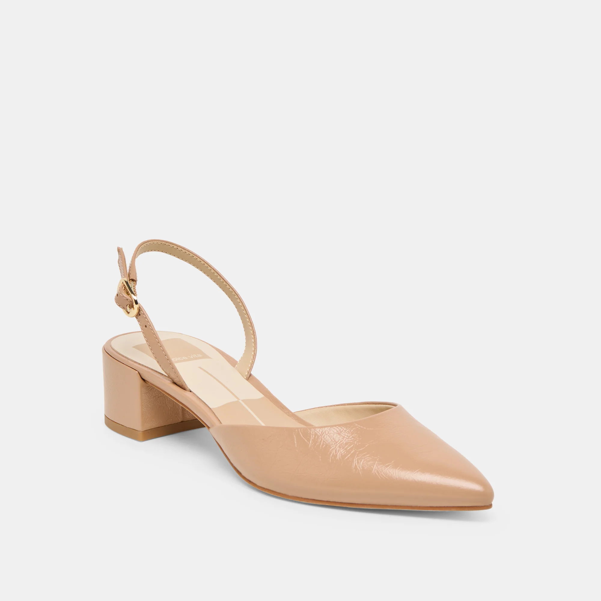 CAREL WIDE HEELS LT TAN CRINKLE PATENT LEATHER - Image 2