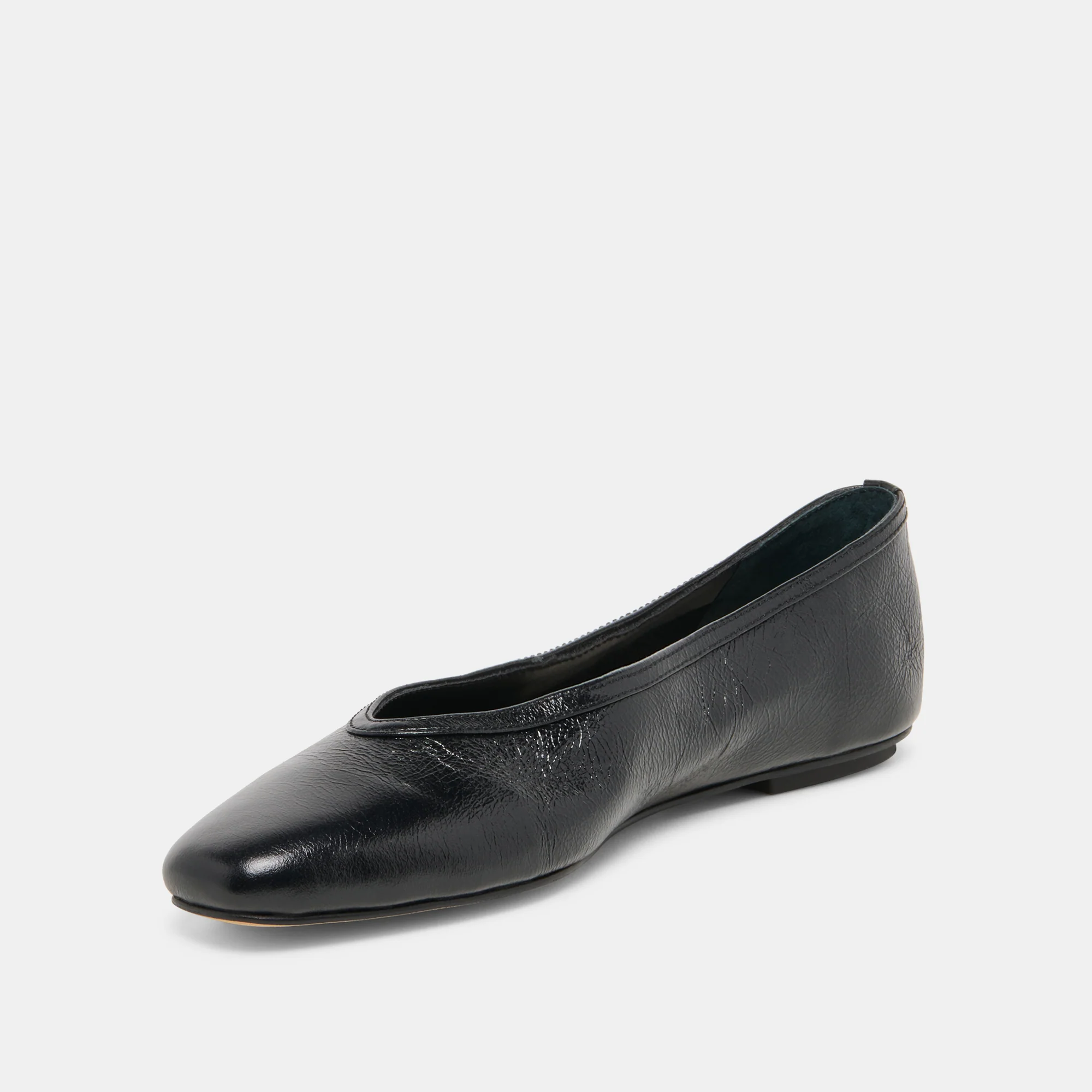 CARET BALLET FLATS BLACK LEATHER - Image 4