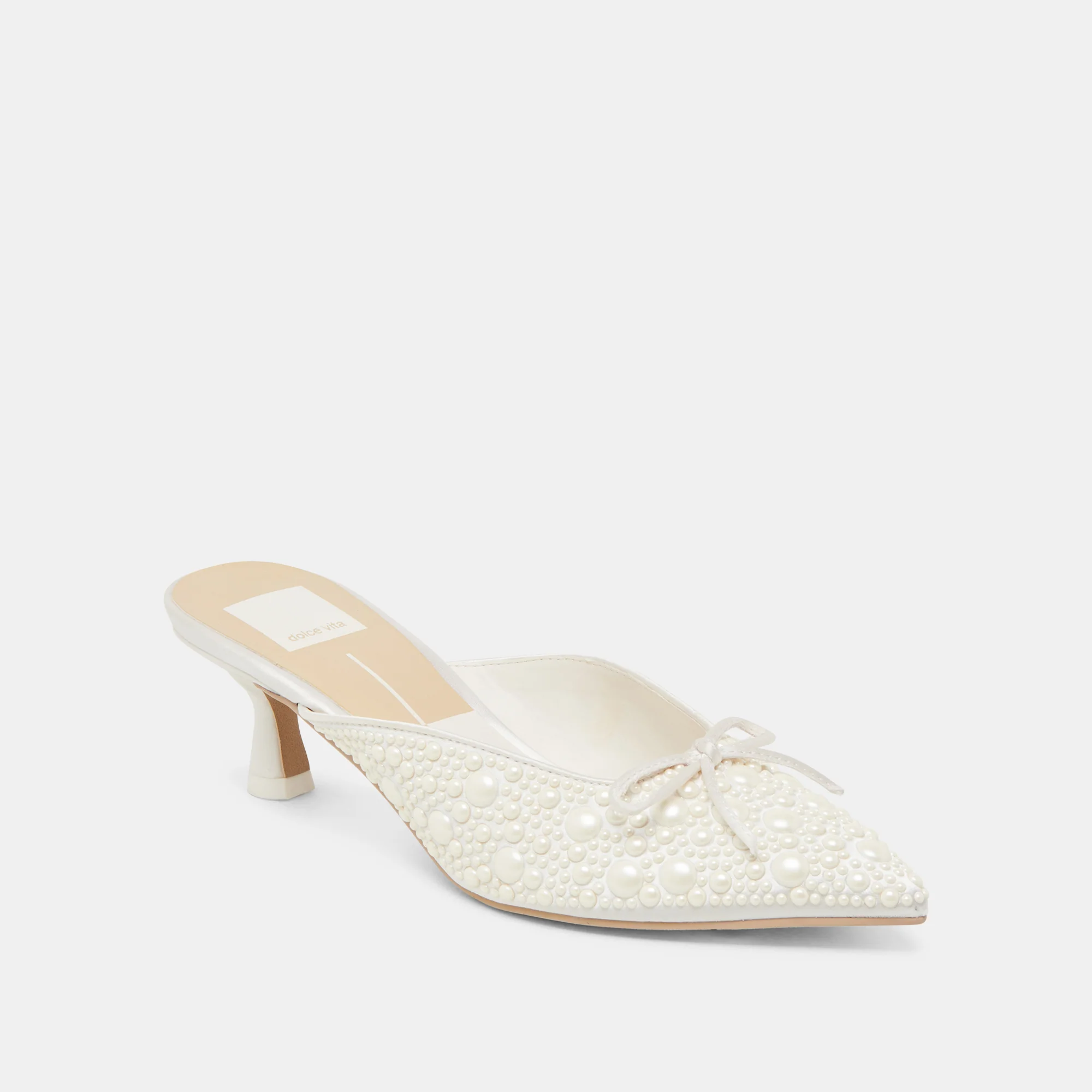 CLAYTN PEARL HEELS TRUE WHITE SATIN - Image 3