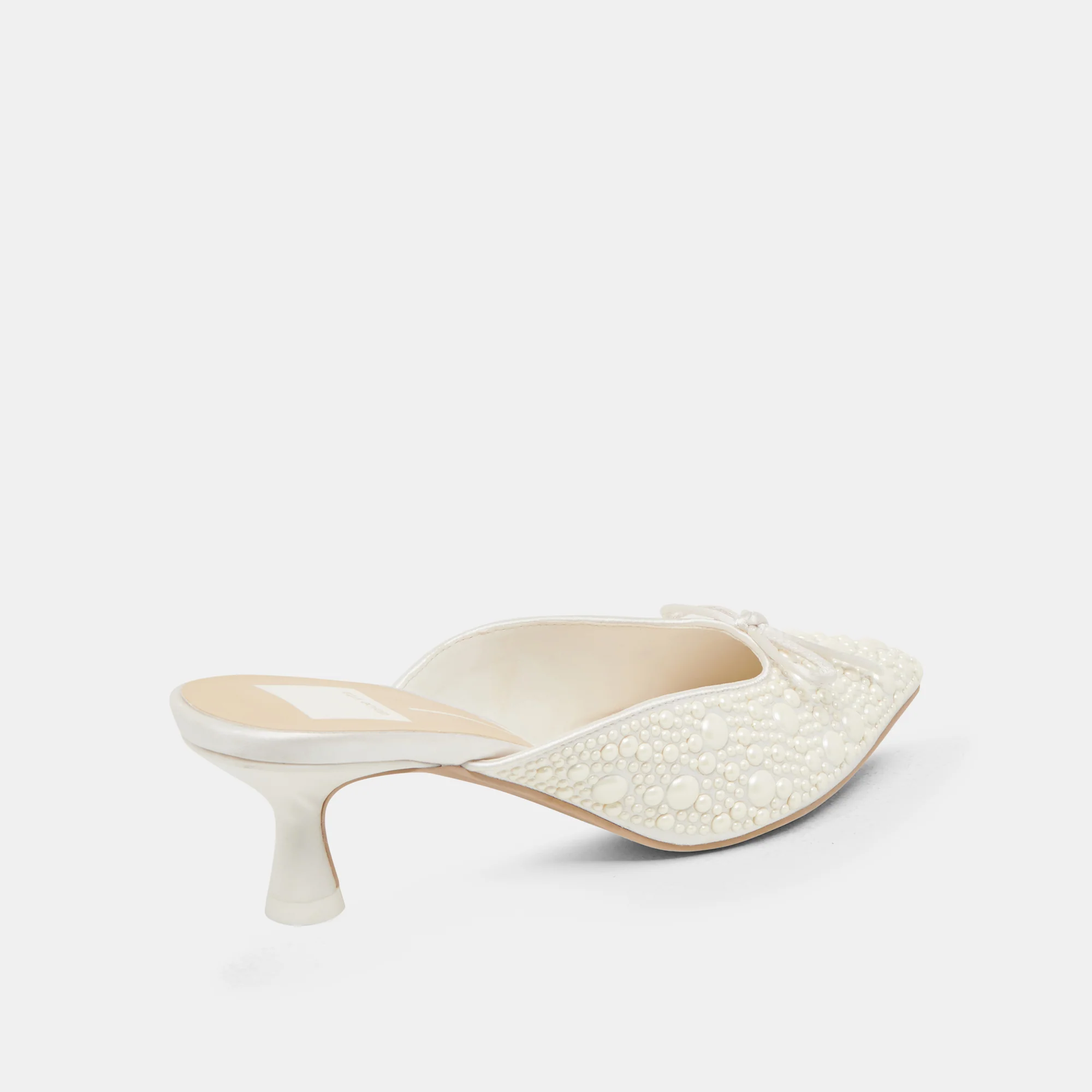 CLAYTN PEARL HEELS TRUE WHITE SATIN - Image 5