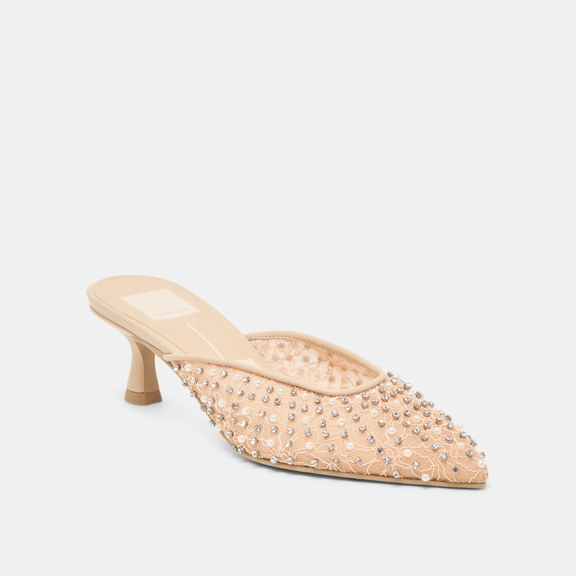 CLEO PEARL HEELS BLUSH LACE MESH - Image 3