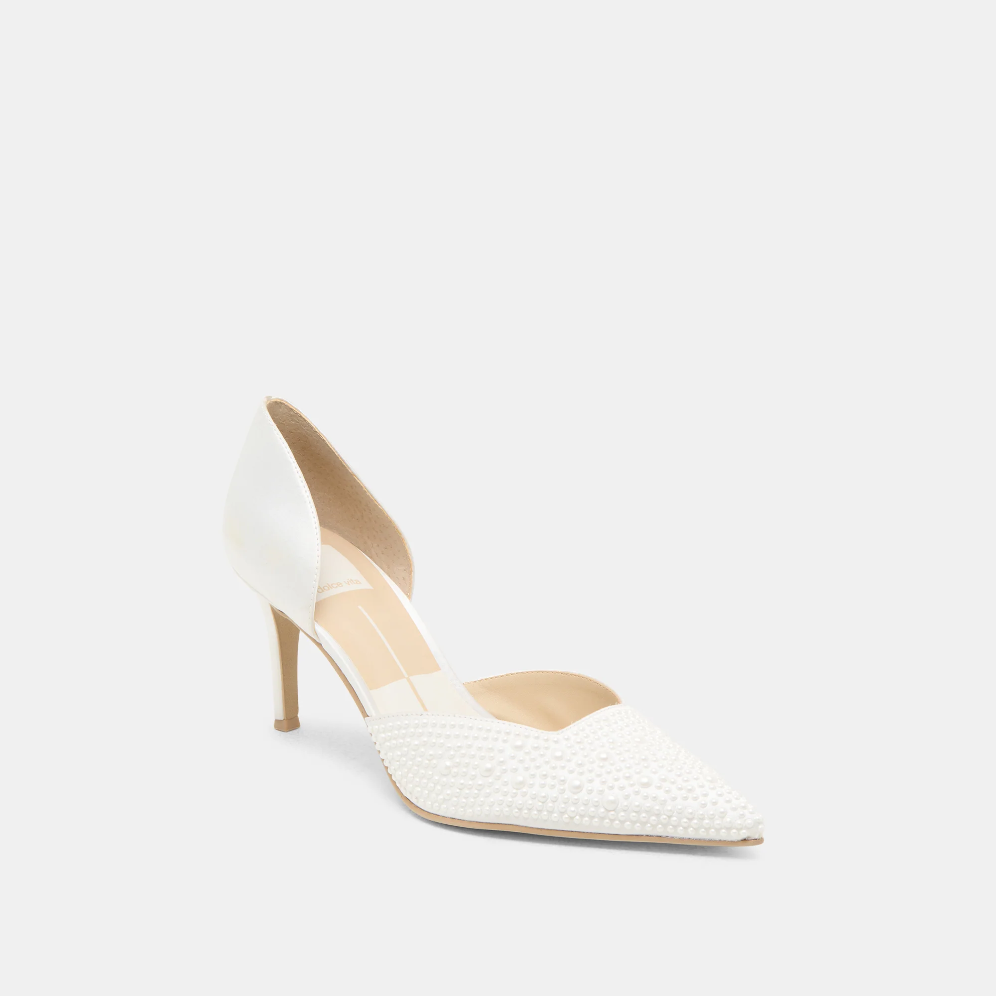 ELOY PEARL HEELS TRUE WHITE SATIN - Image 3