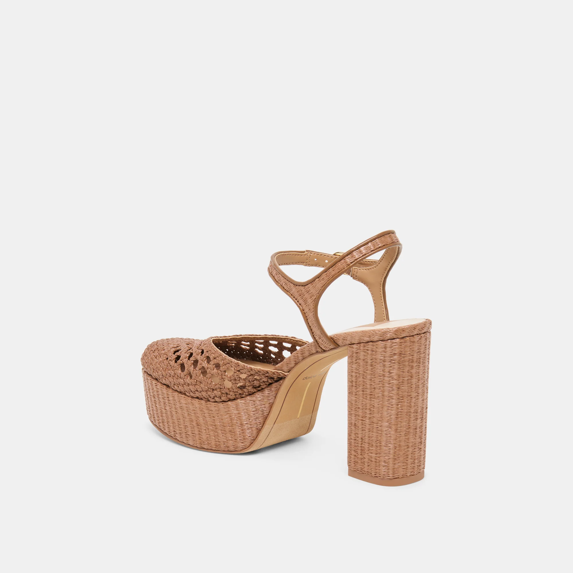 GERO HEELS MID BROWN WOVEN RAFFIA - Image 7