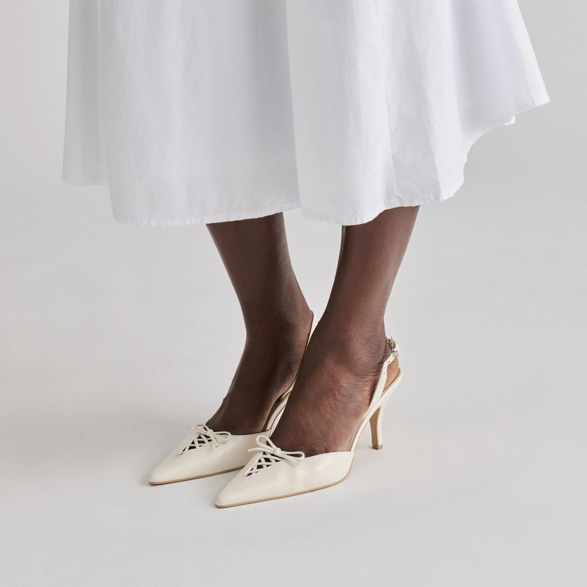 HAMYA HEELS WHITE LEATHER - Image 2