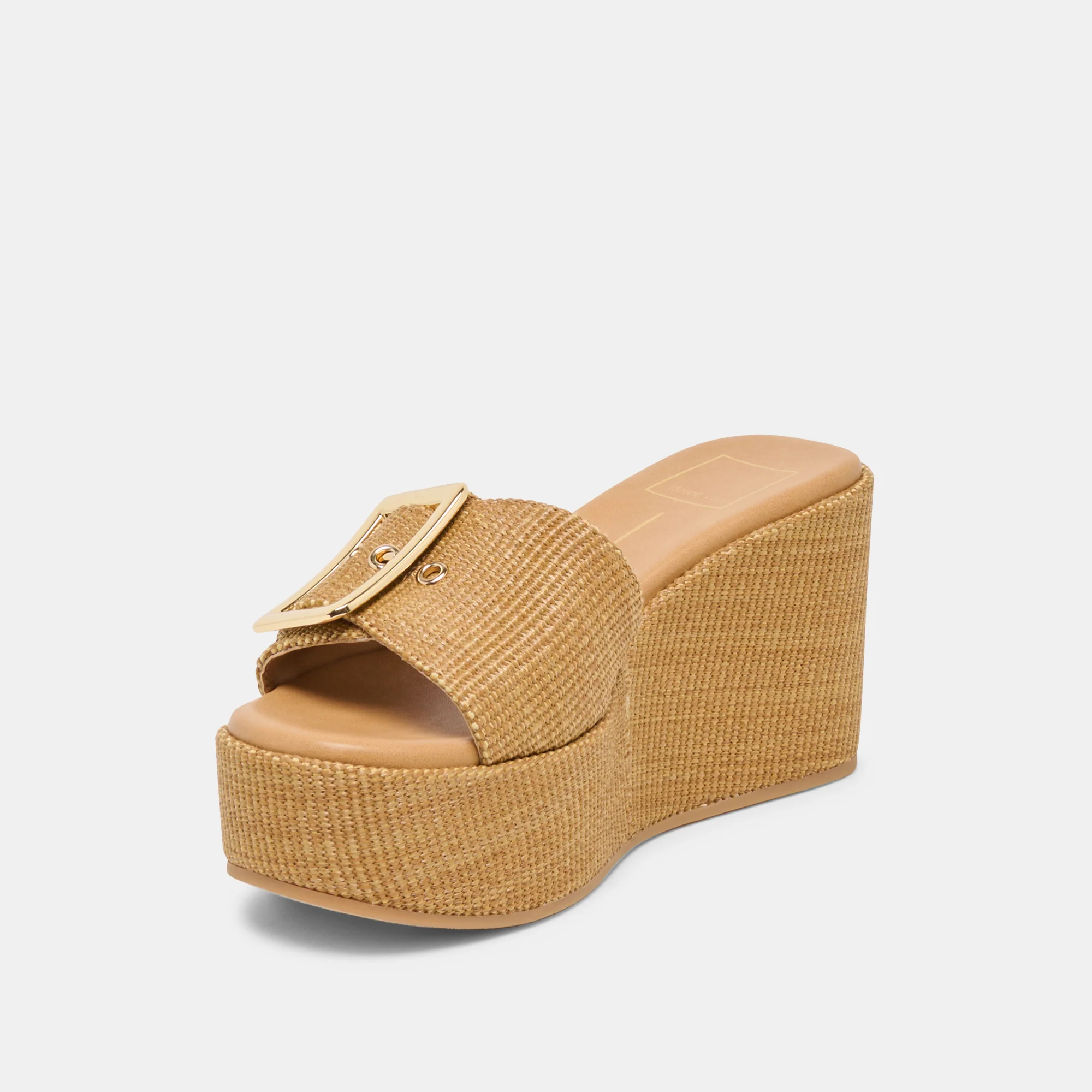 JILIAN WIDE WEDGES MOCHA RAFFIA - Image 4
