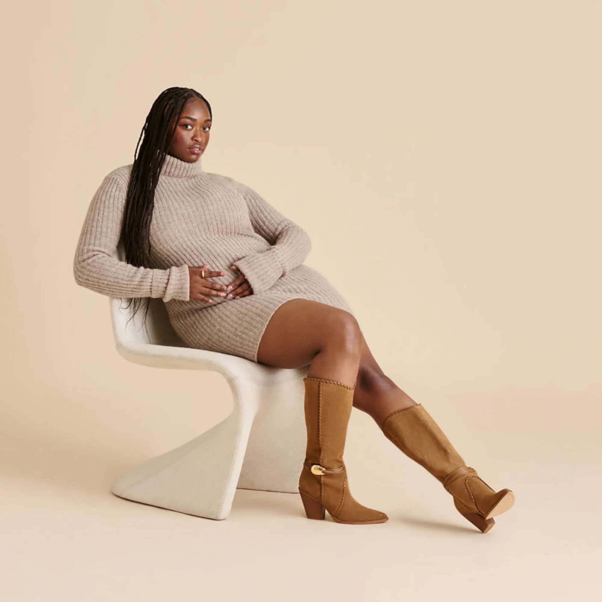 JODY WIDE CALF BOOTS LT BROWN SUEDE - Image 3