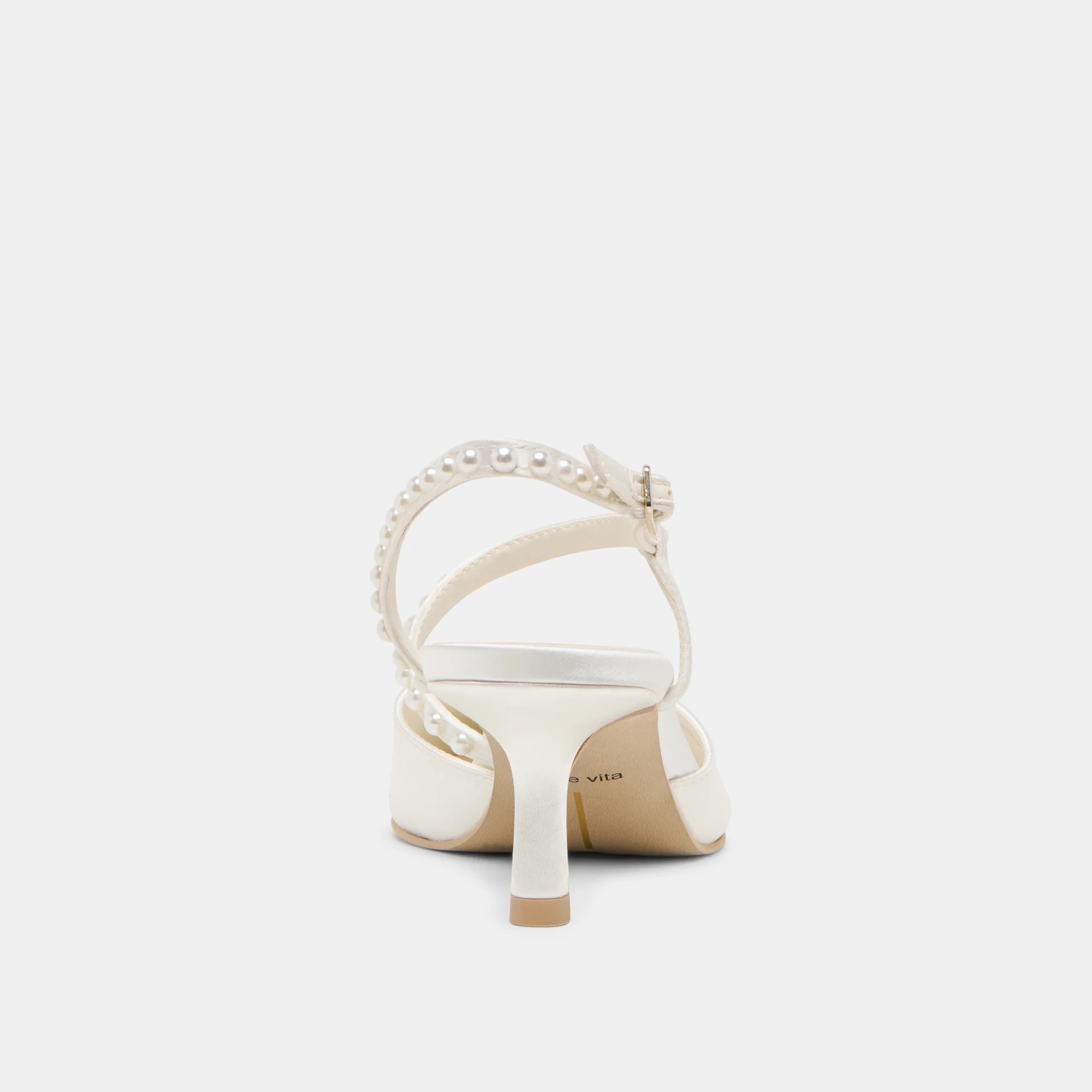 KAMRA PEARL MID HEELS TRUE WHITE SATIN - Image 12
