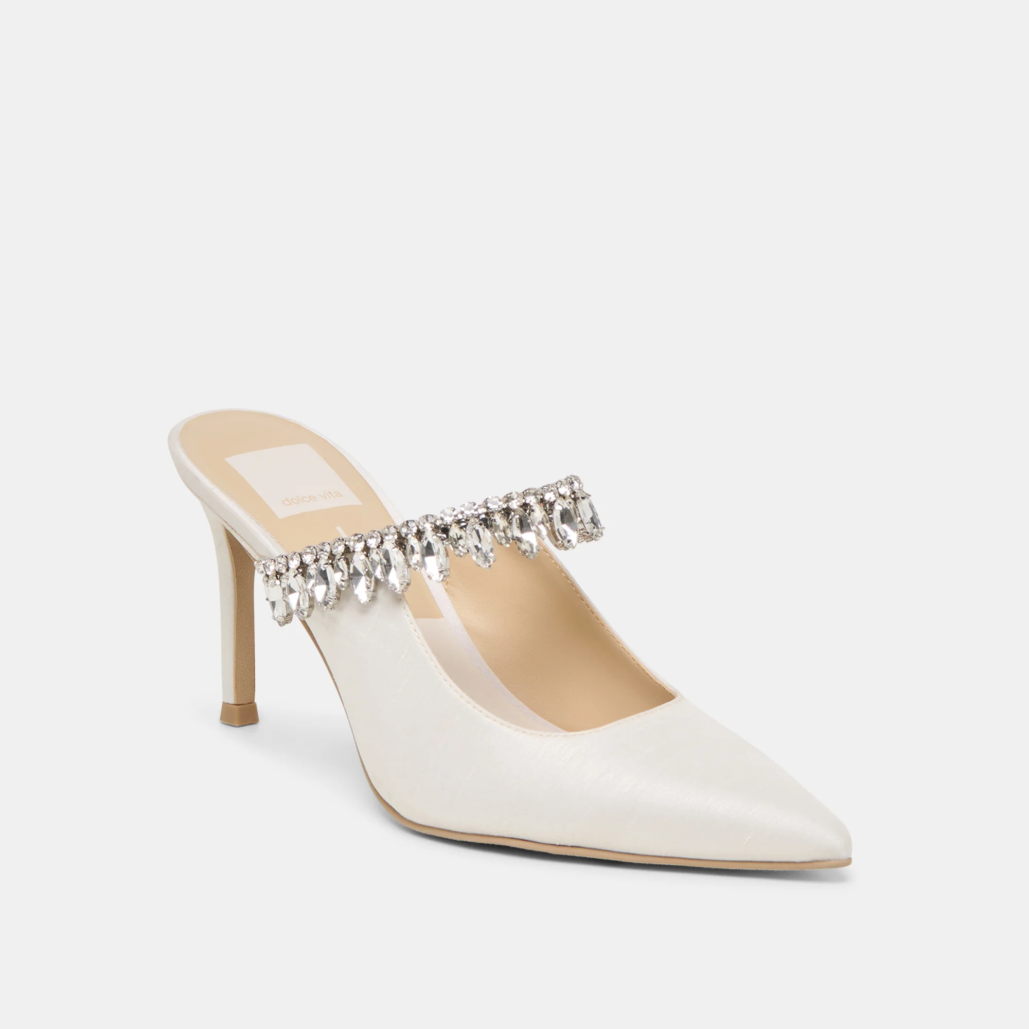 KELI CRYSTAL HEELS WHITE SATIN - Image 3