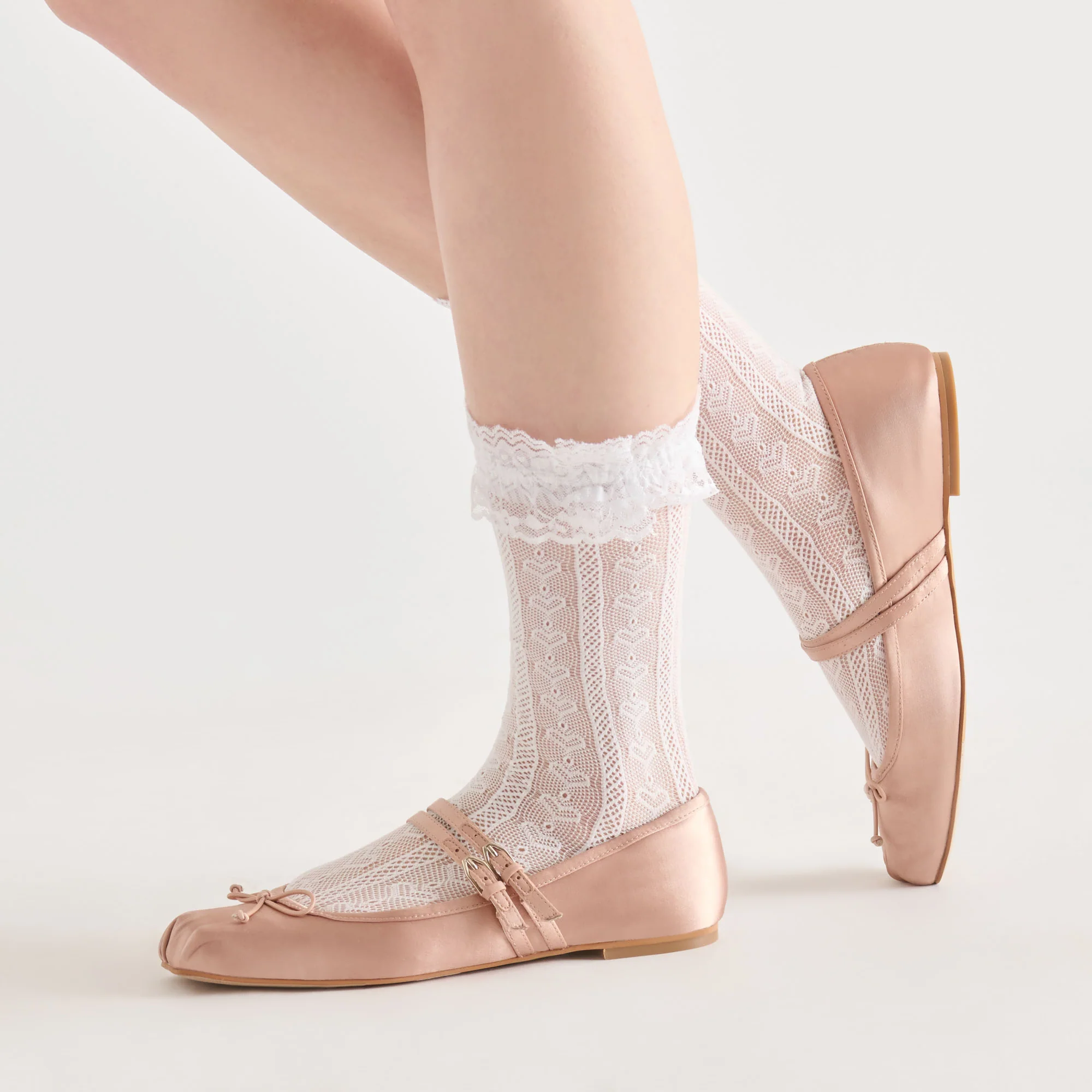LACE RUFFLE CREW SOCKS WHITE - Image 3