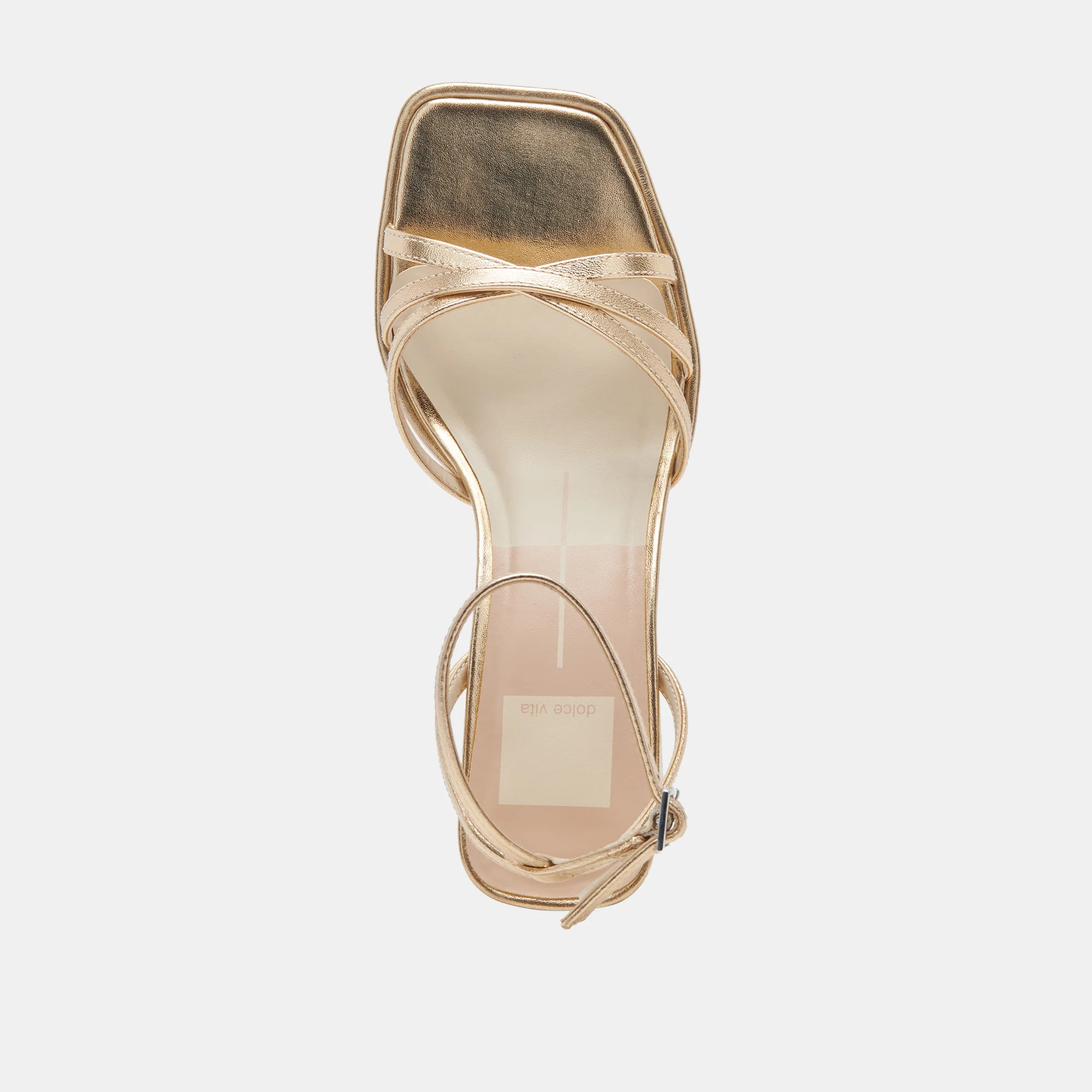 MANJI WIDE HEELS LIGHT GOLD METALLIC LEATHER - Image 8