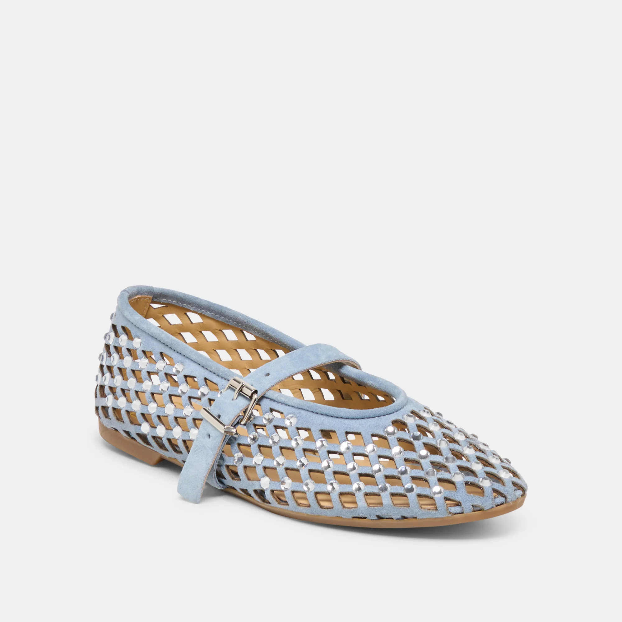 MAVIN RHINESTONE BALLET FLATS BLUE SUEDE - Image 2