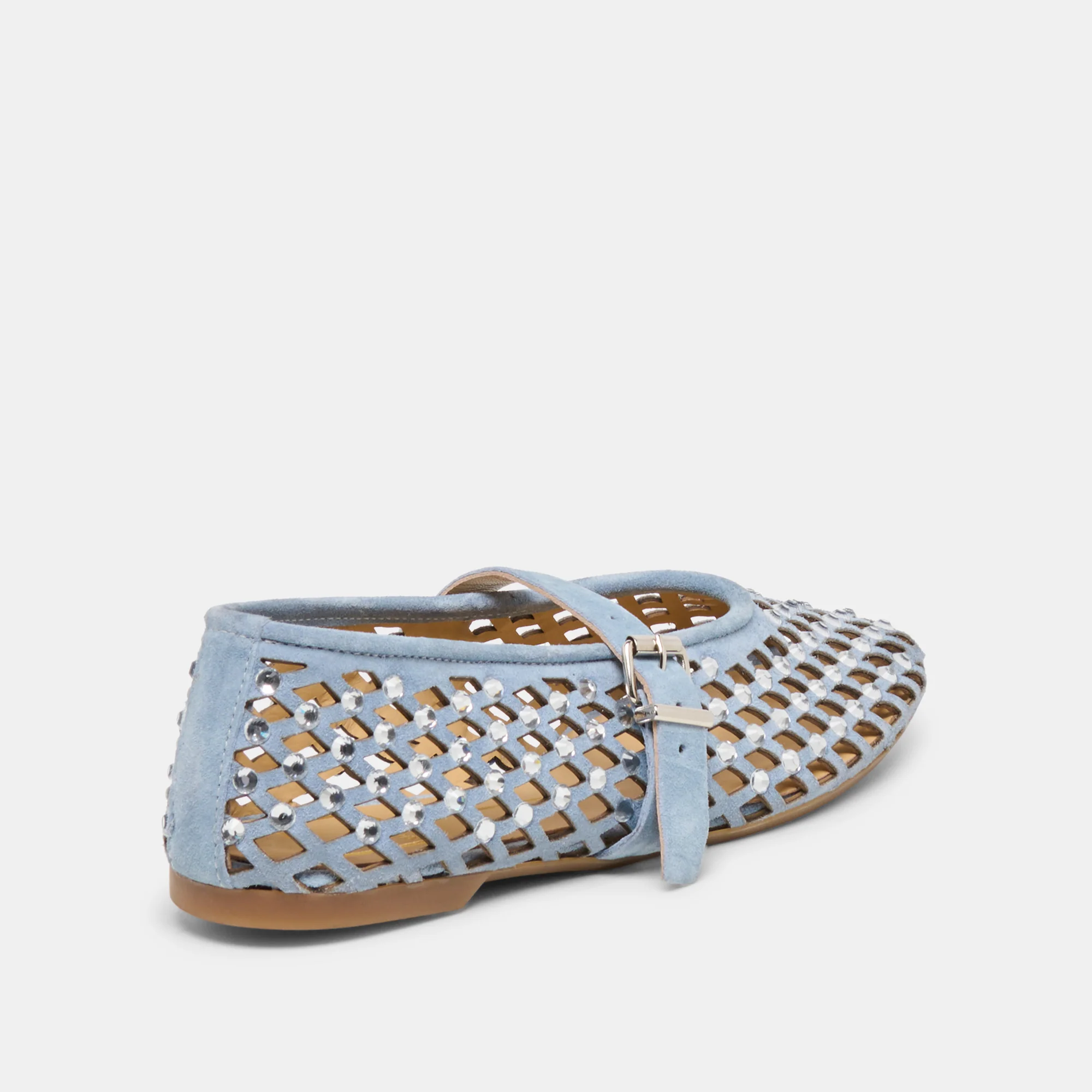 MAVIN RHINESTONE BALLET FLATS BLUE SUEDE - Image 3