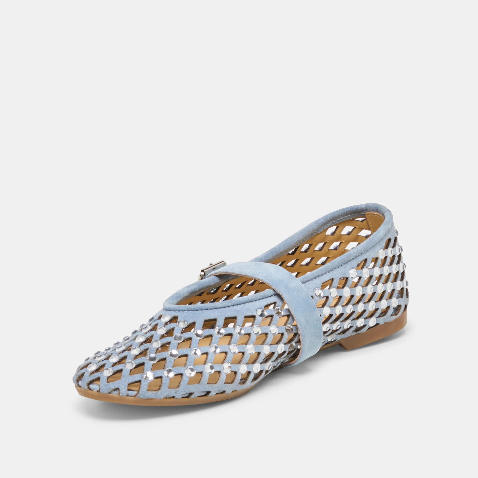 MAVIN RHINESTONE BALLET FLATS BLUE SUEDE - Image 4