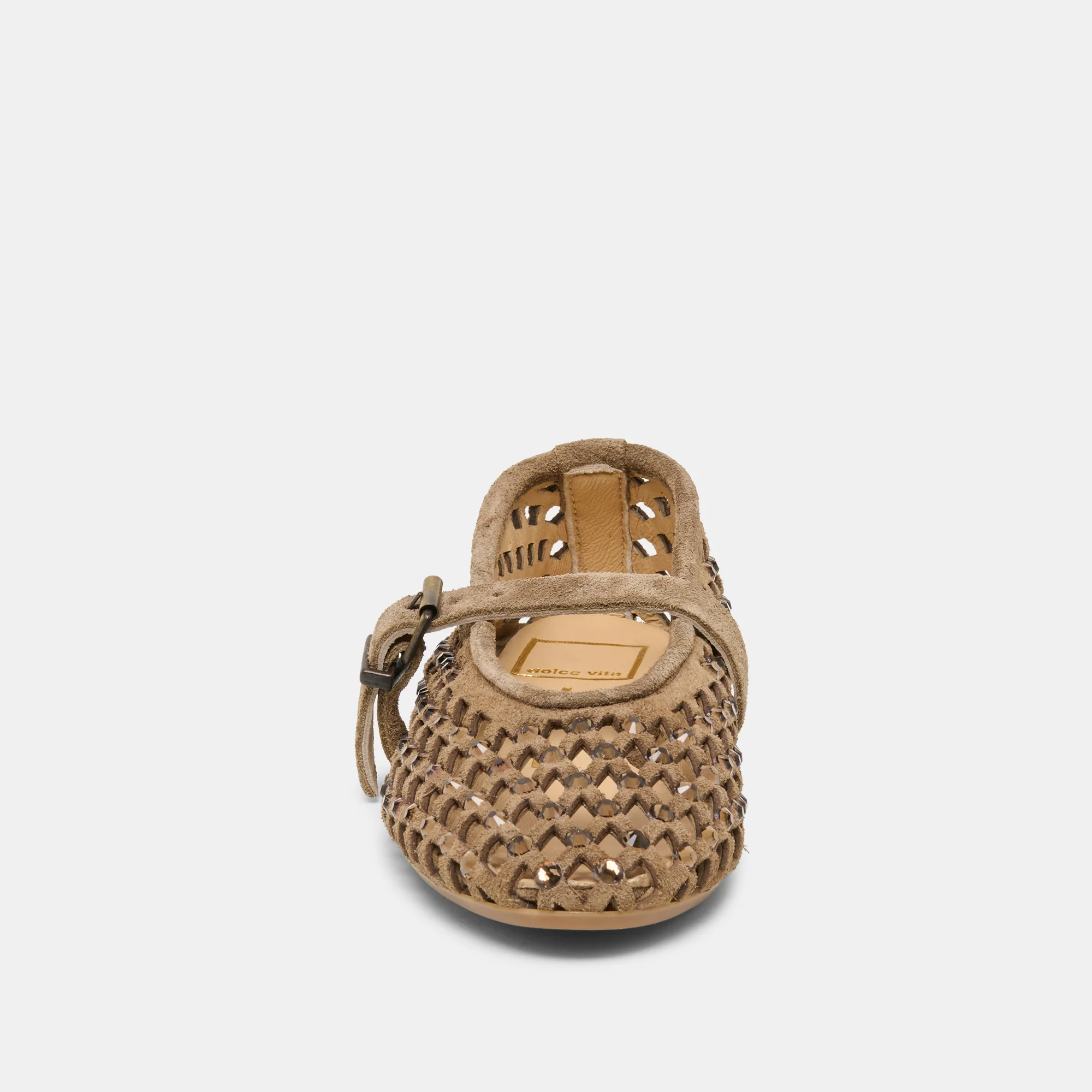 MAVIN RHINESTONE BALLET FLATS TAUPE SUEDE - Image 7