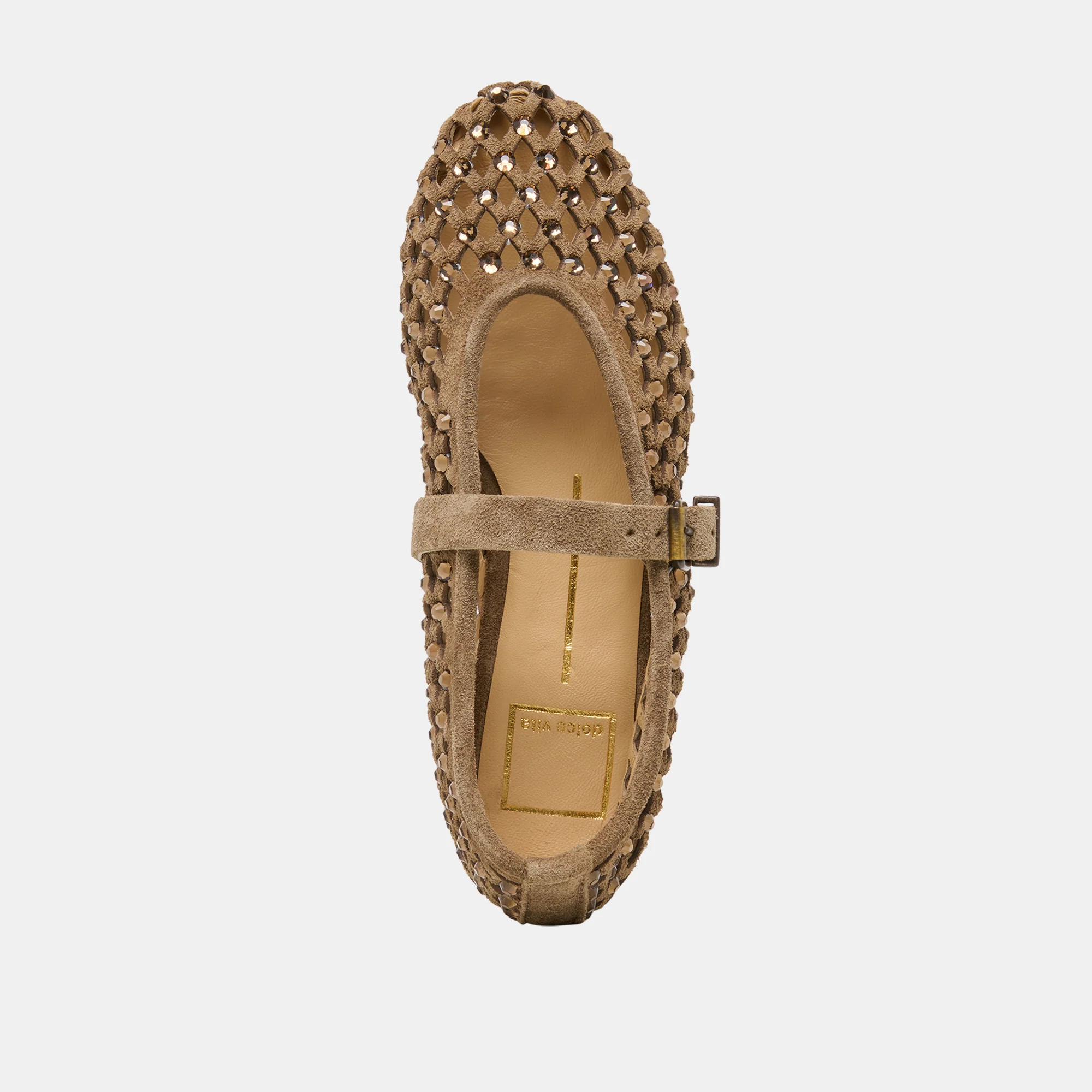 MAVIN RHINESTONE BALLET FLATS TAUPE SUEDE - Image 9