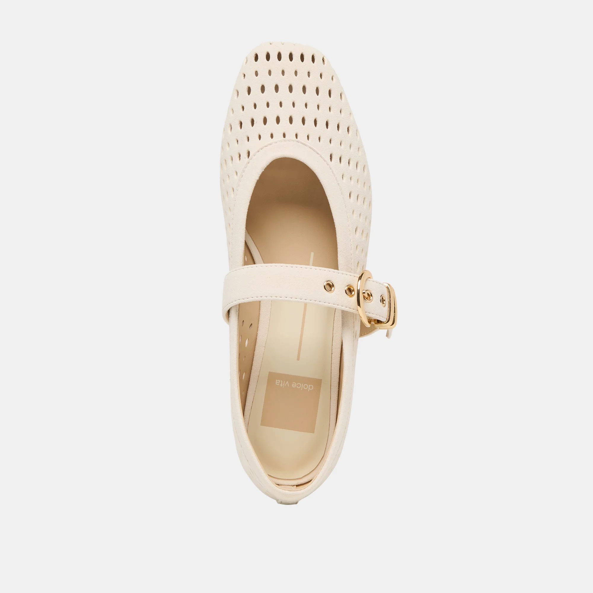 MIKEL BALLET FLATS CREME PERFORATED SUEDE - Image 10