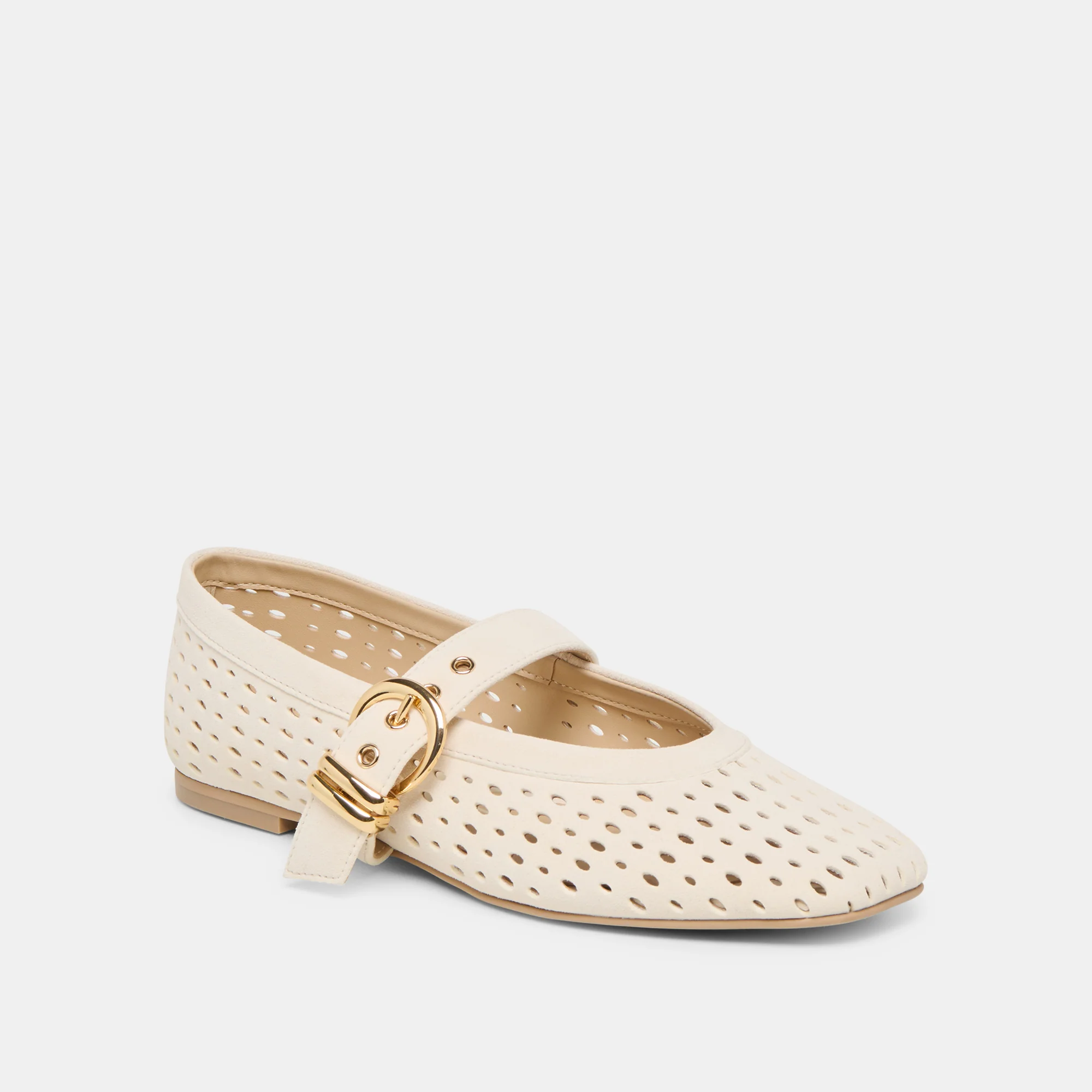 MIKEL BALLET FLATS CREME PERFORATED SUEDE - Image 3