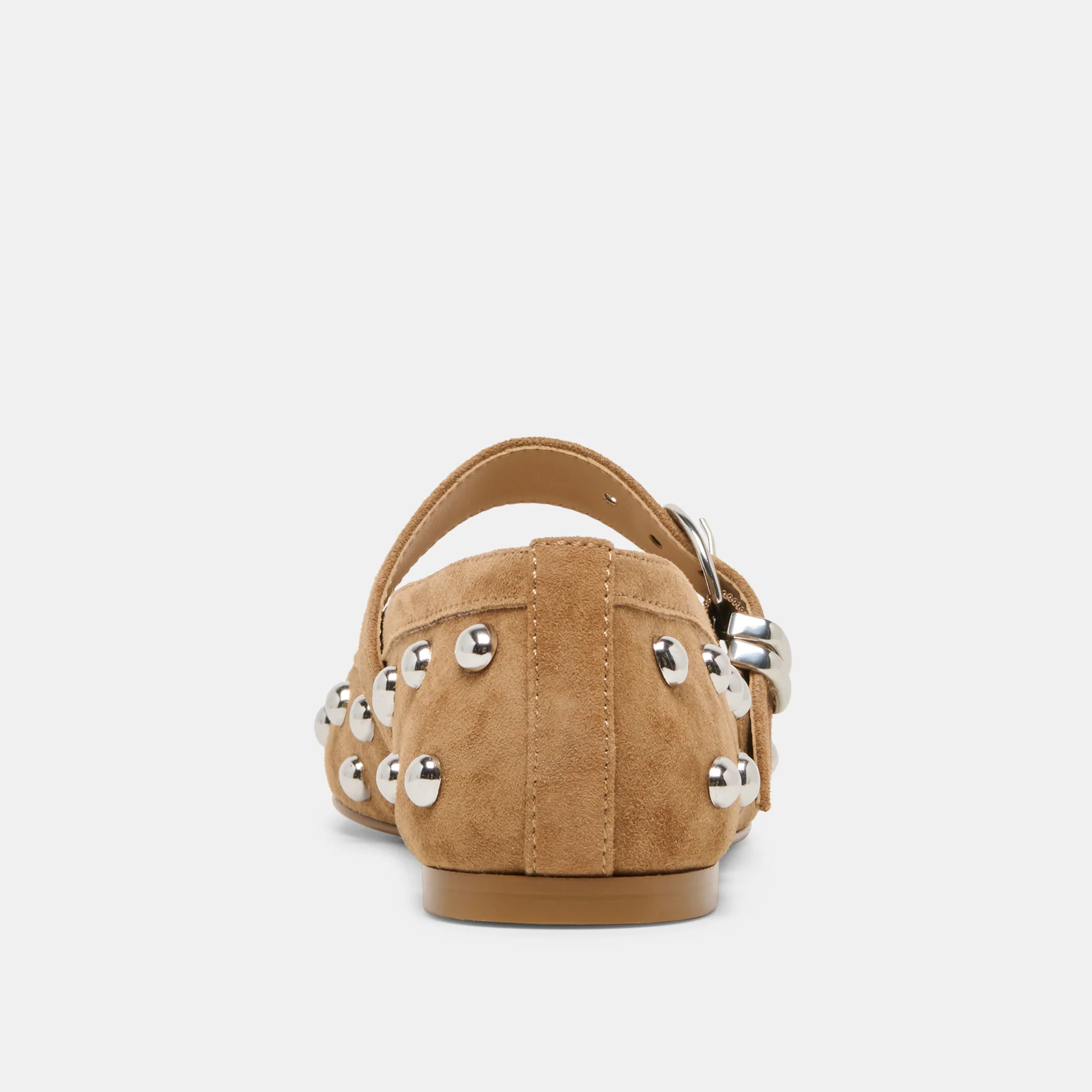 MIKEL STUD BALLET FLATS LT BROWN SUEDE - Image 9