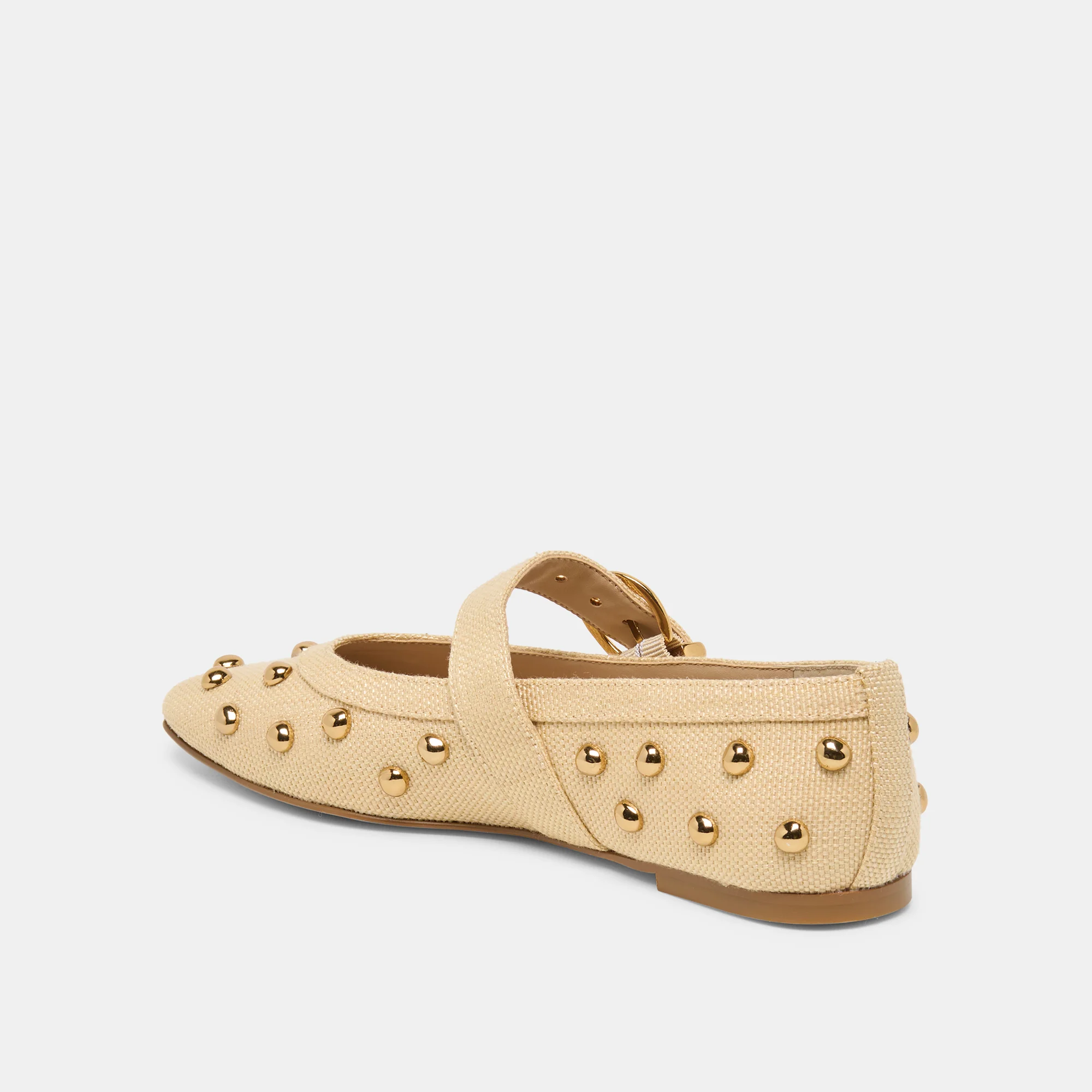 MIKEL STUD BALLET FLATS LT NATURAL RAFFIA - Image 8
