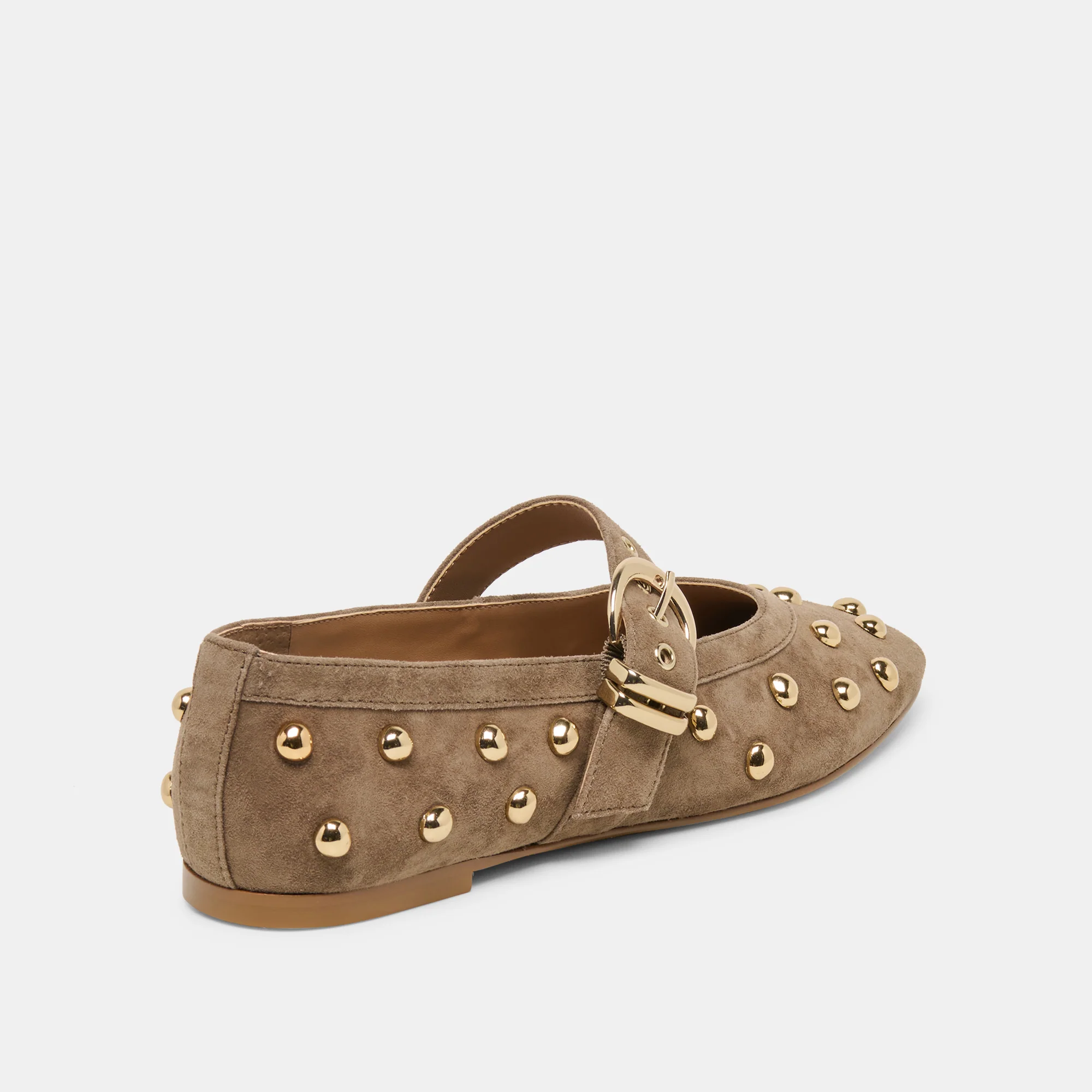 MIKEL STUD BALLET FLATS OLIVE SUEDE - Image 3