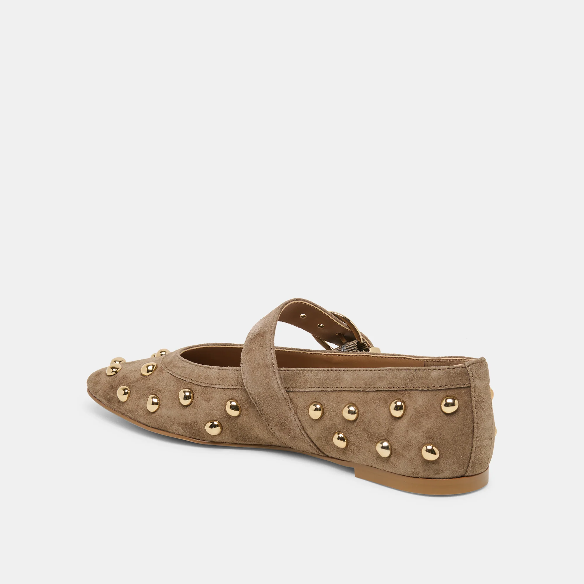 MIKEL STUD BALLET FLATS OLIVE SUEDE - Image 5