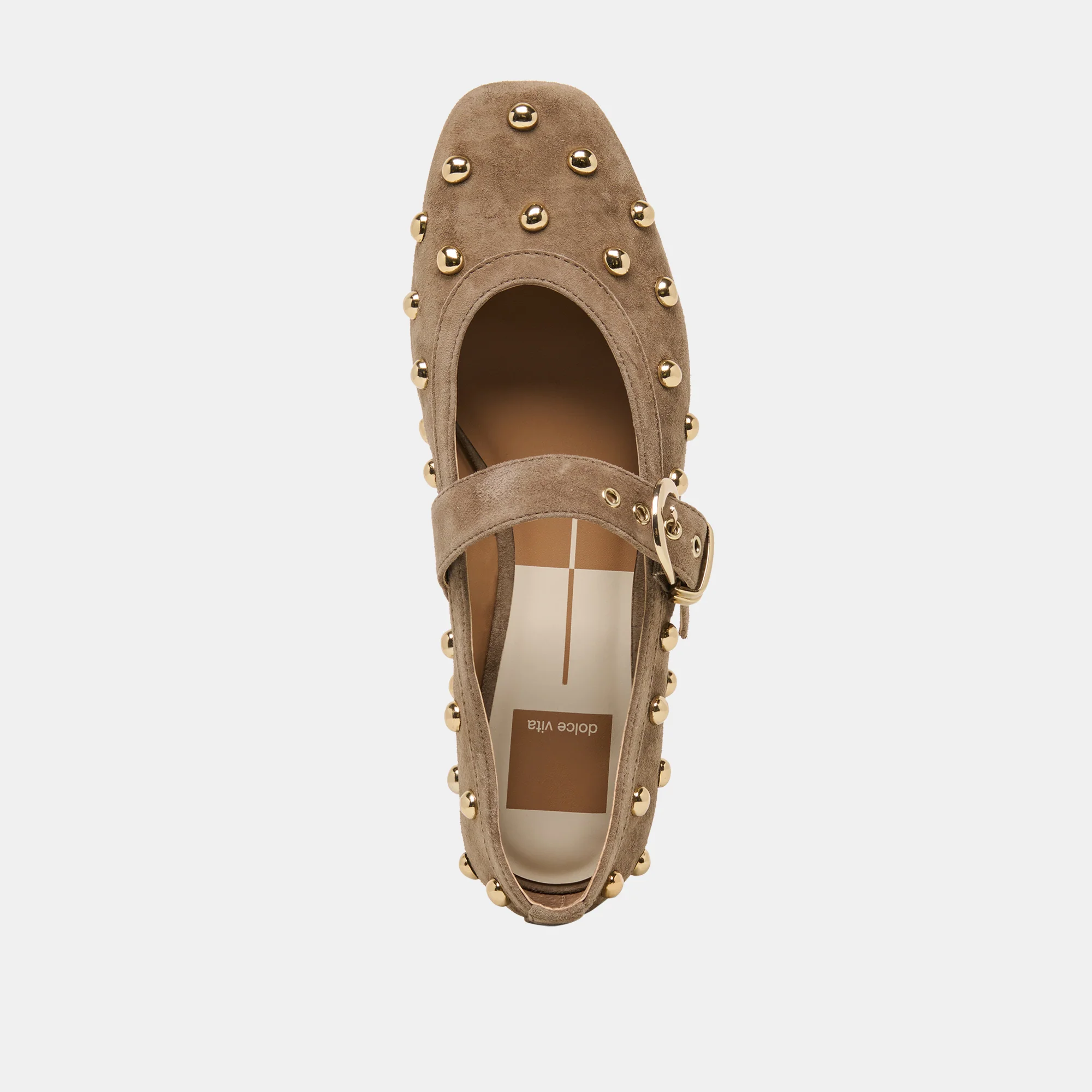 MIKEL STUD BALLET FLATS OLIVE SUEDE - Image 8