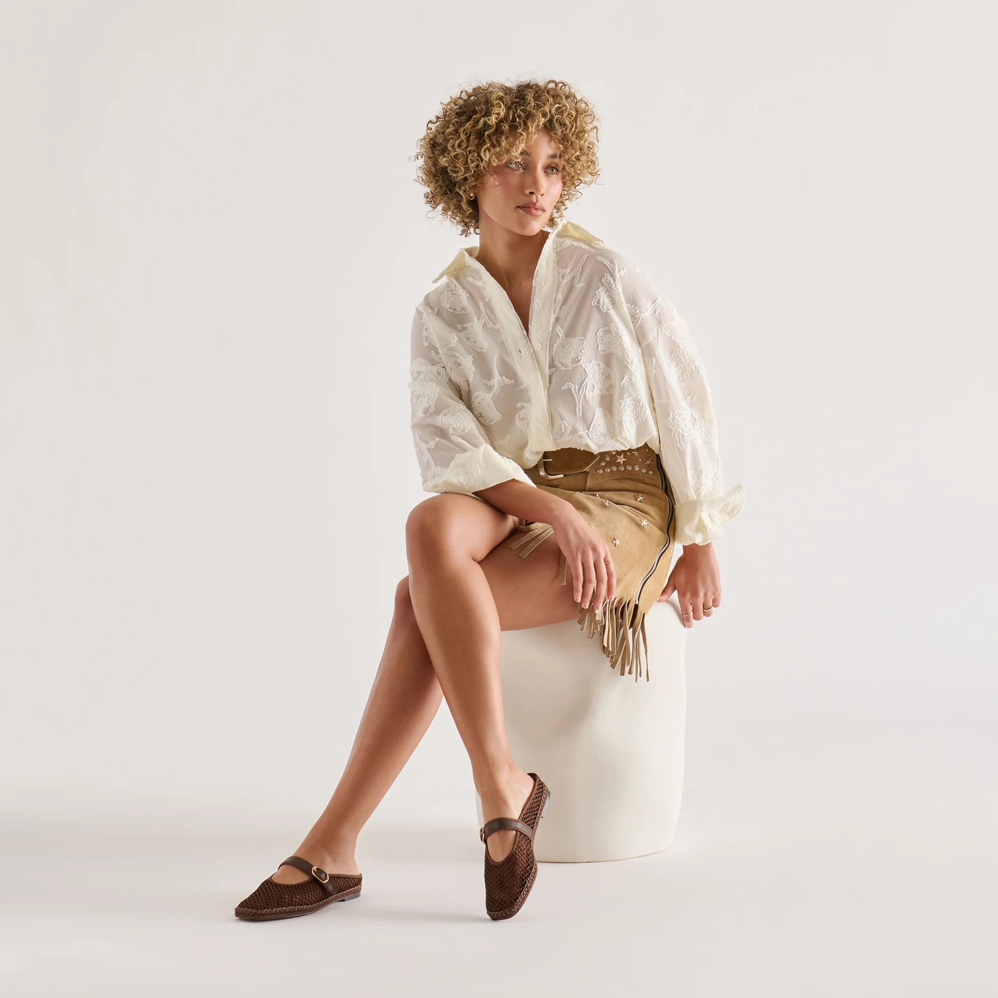 MILIE FLATS CHOCOLATE WOVEN MESH - Image 4