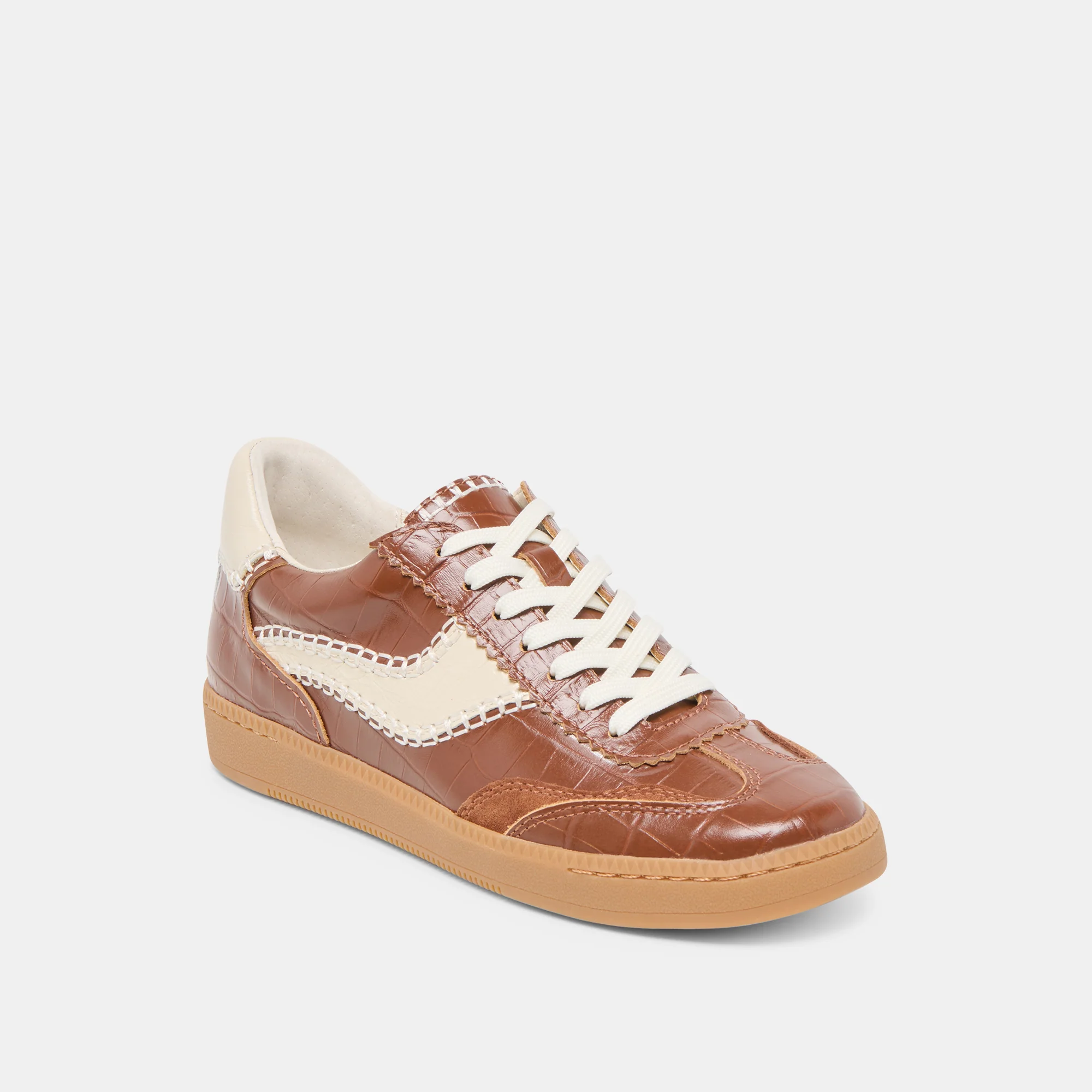 NOTICE STITCH  SNEAKERS COGNAC CROCO EMBOSSED LEATHER - Image 3