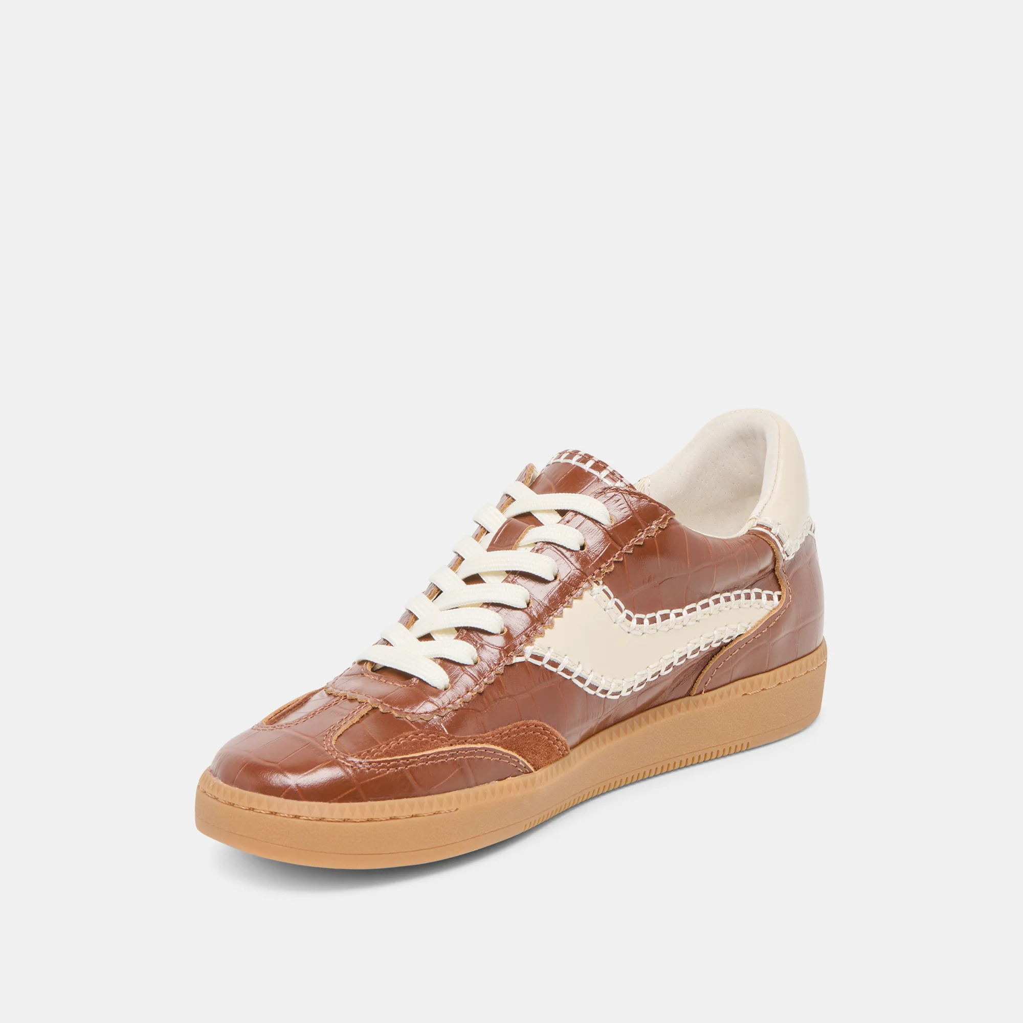 NOTICE STITCH  SNEAKERS COGNAC CROCO EMBOSSED LEATHER - Image 6