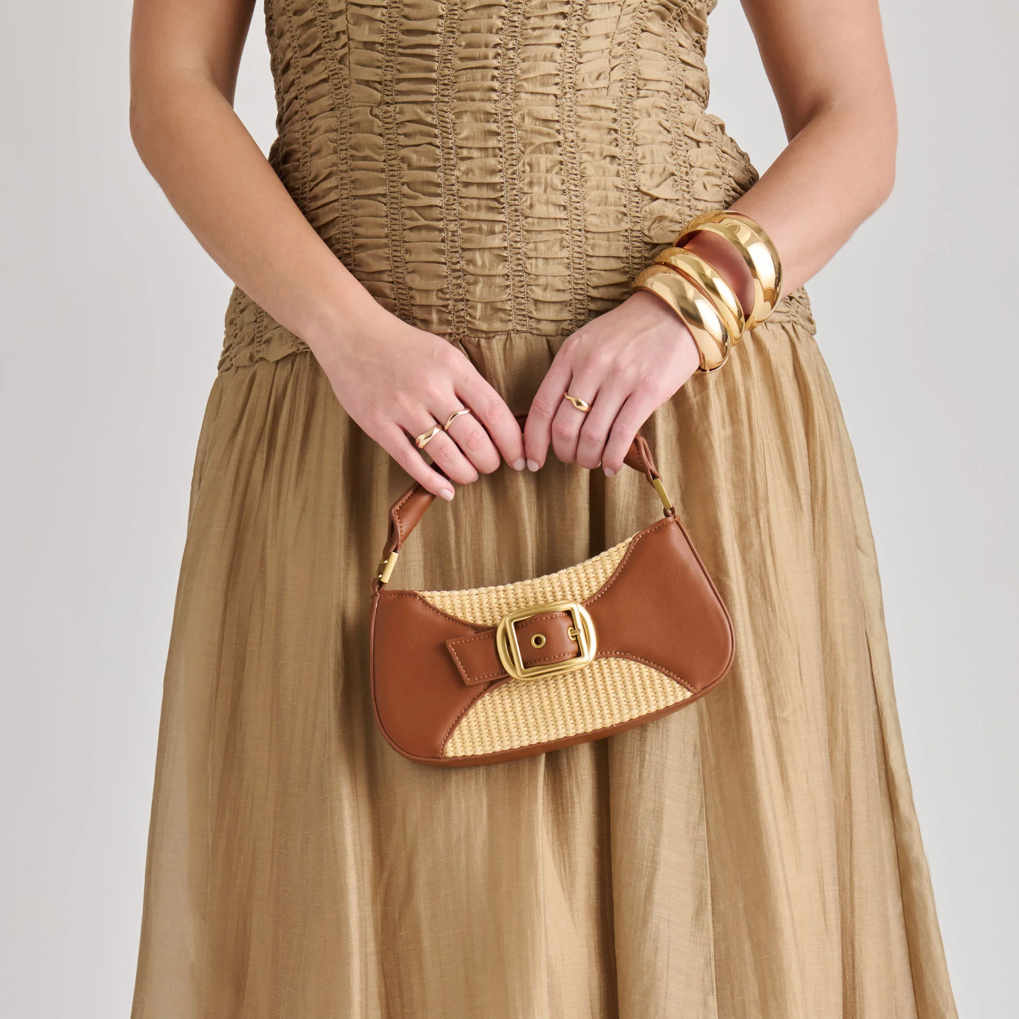 NUALA RAFFIA HANDBAG SADDLE STELLA - Image 4