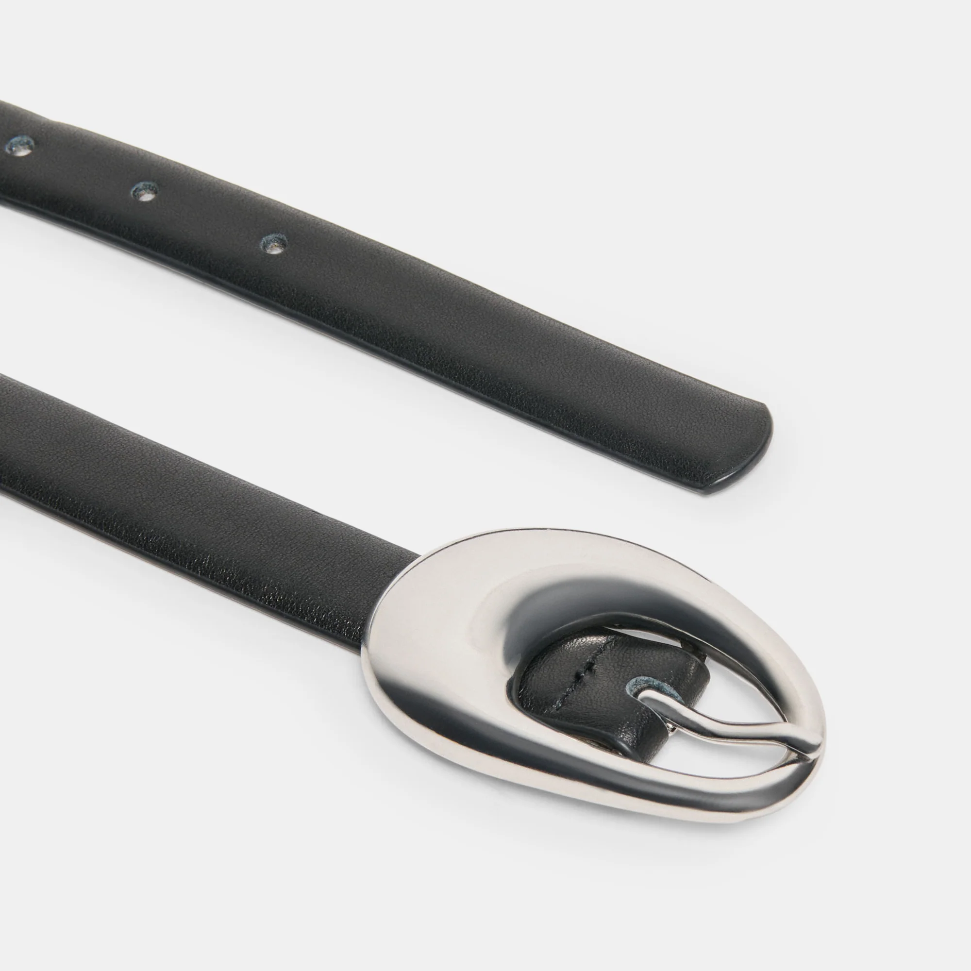 ORGANIC OVAL BUCKLE BELT BLACK SILVER - Image 3