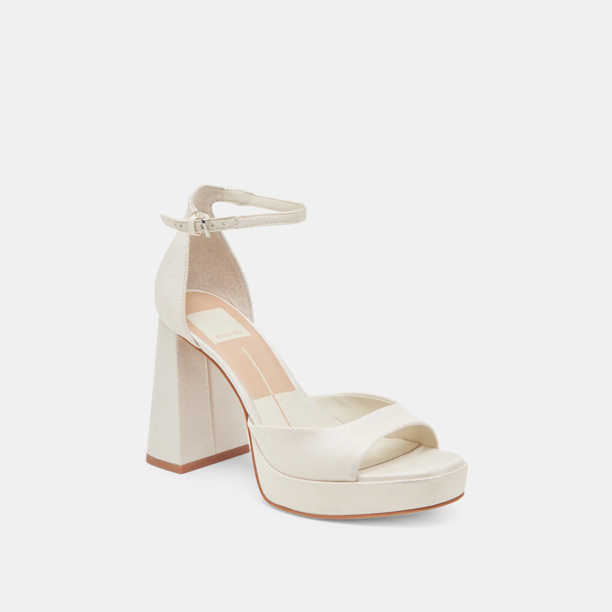 PANDRO WIDE HEELS WHITE SATIN - Image 2