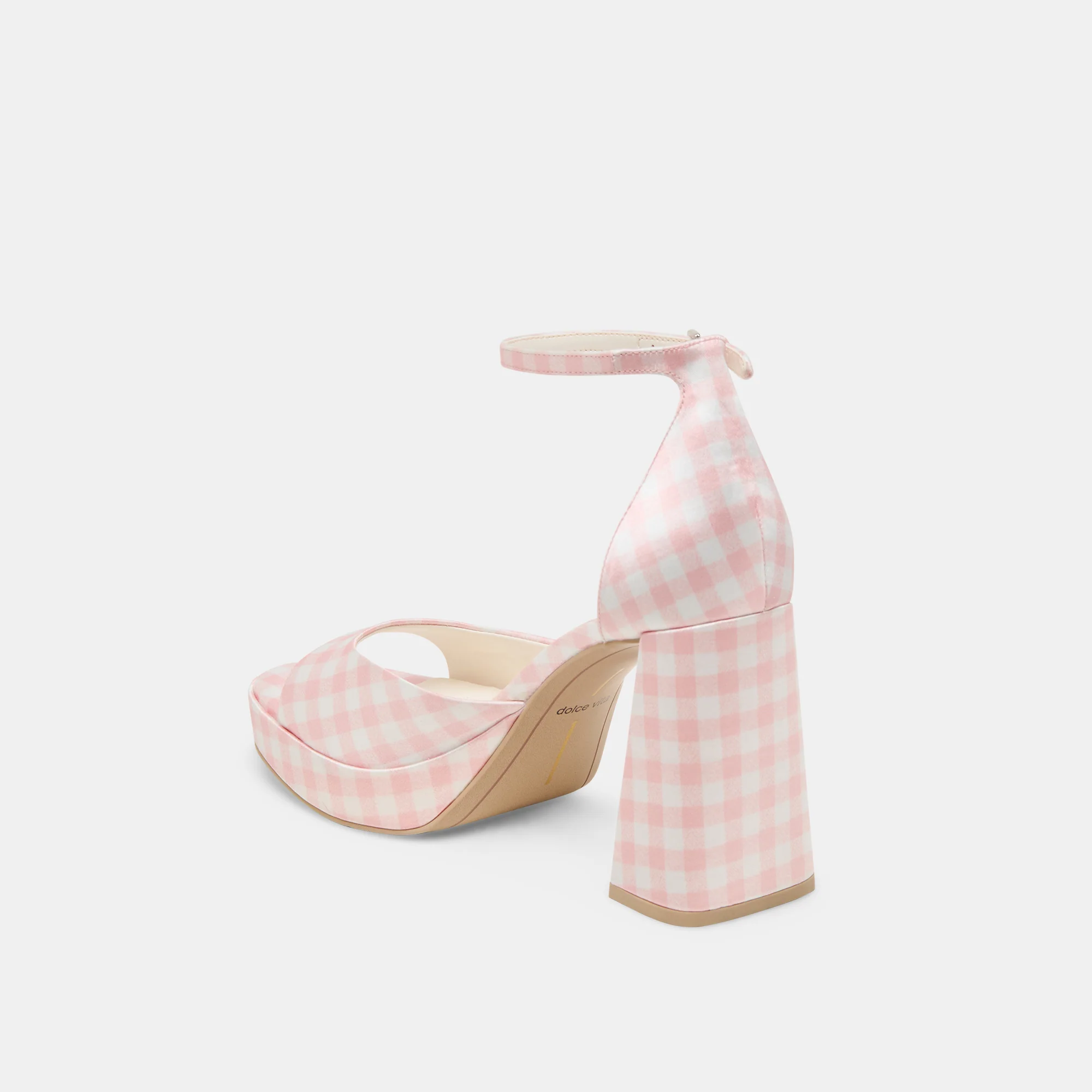 PANDRO X BYRDIE GOLF WIDE HEELS PINK PLAID GINGHAM - Image 5
