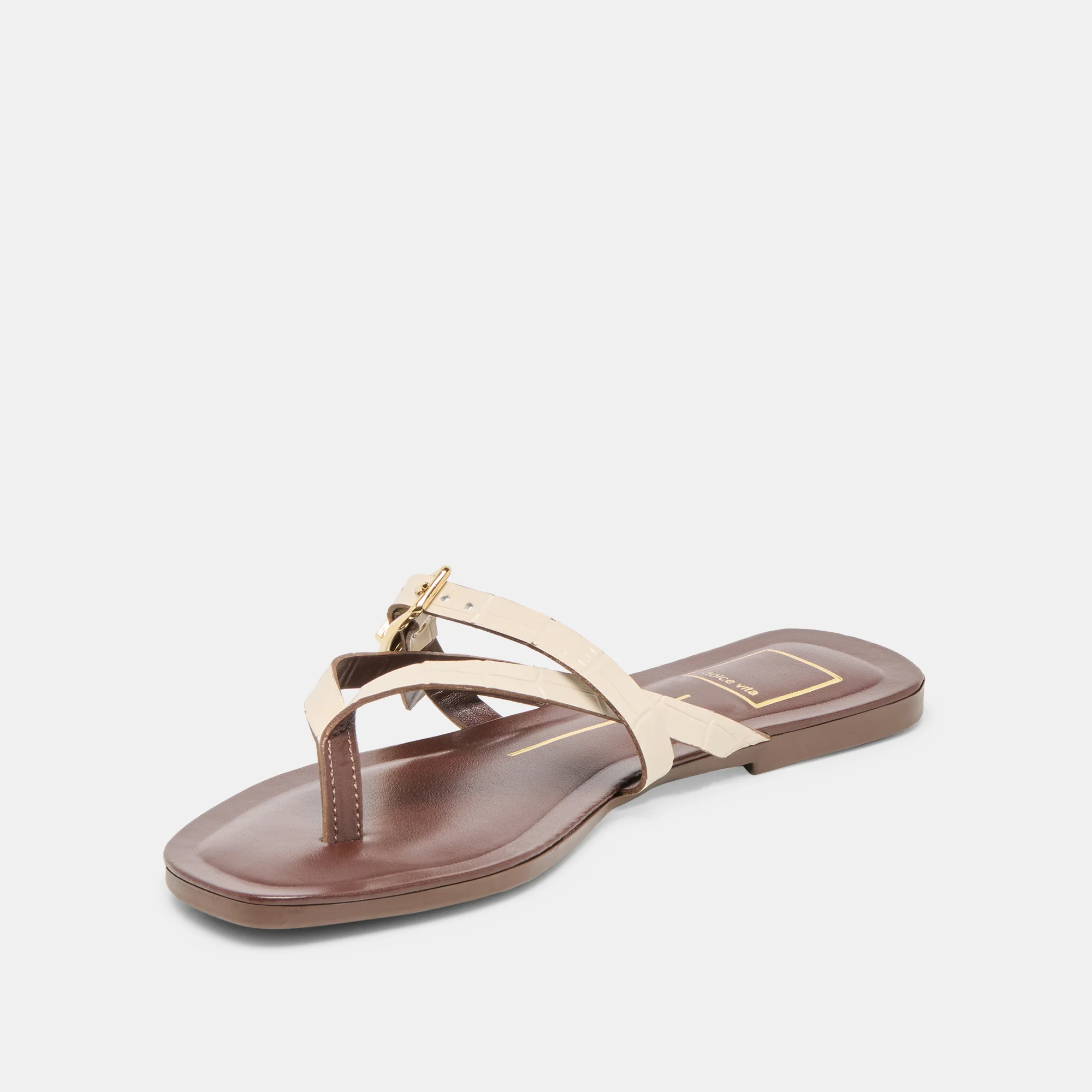 PIERS SANDALS BEIGE CROCO EMBOSSED LEATHER - Image 7