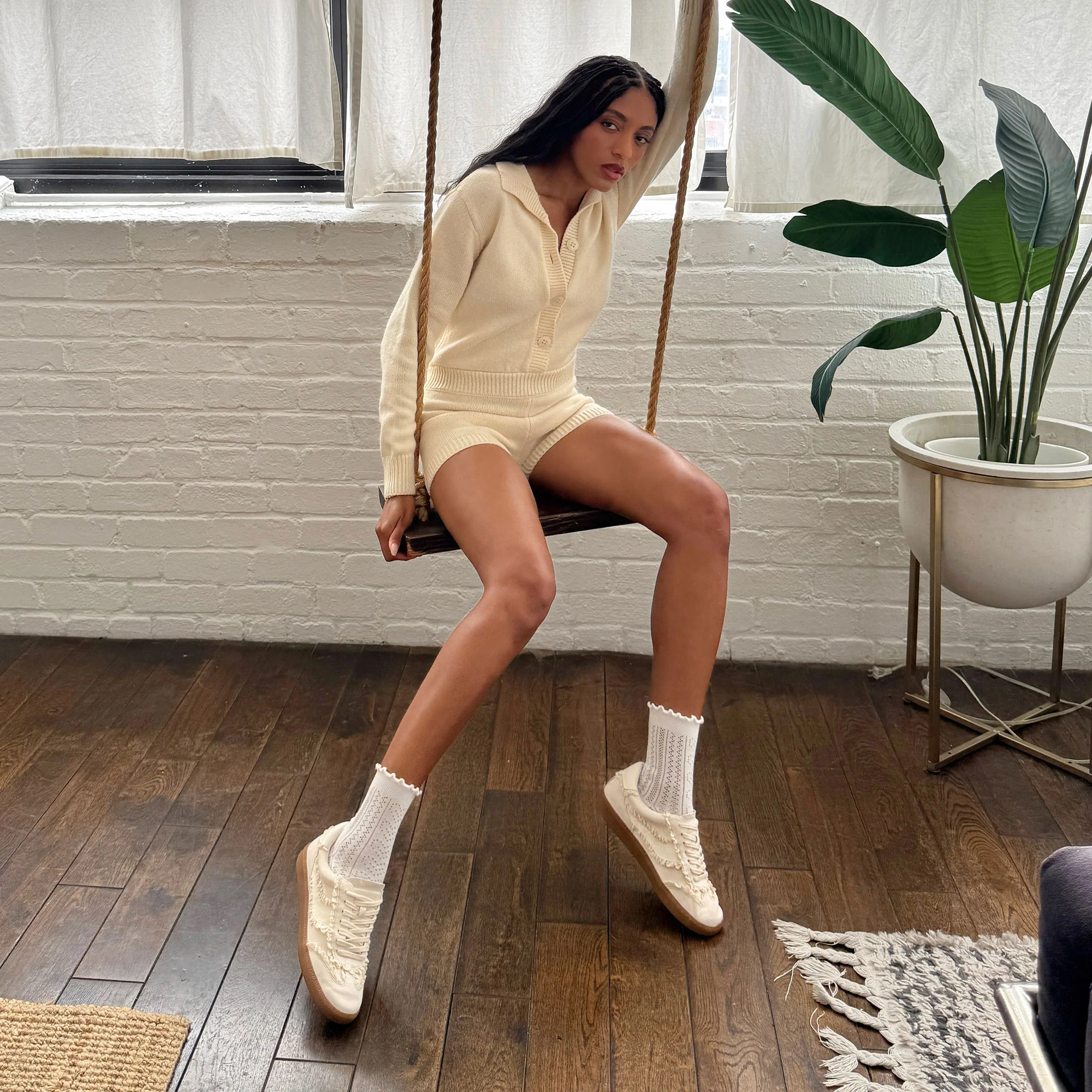 POINTELLE SOCKS WHITE - Image 2
