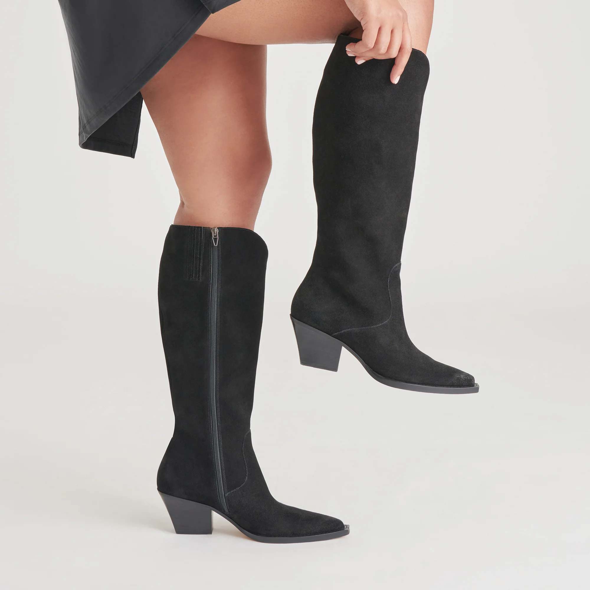 RAJ WIDE CALF BOOTS ONYX SUEDE - Image 4