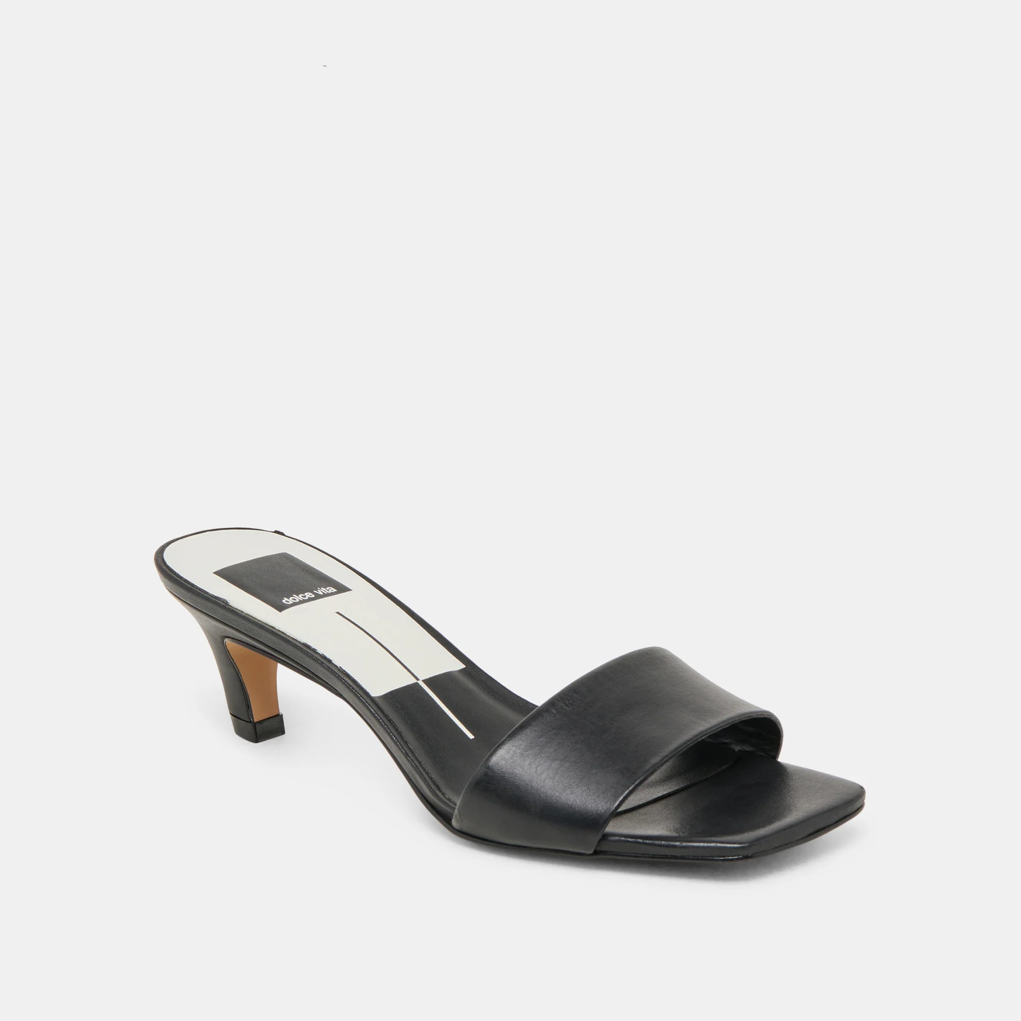 REXA WIDE HEELS BLACK LEATHER - Image 2