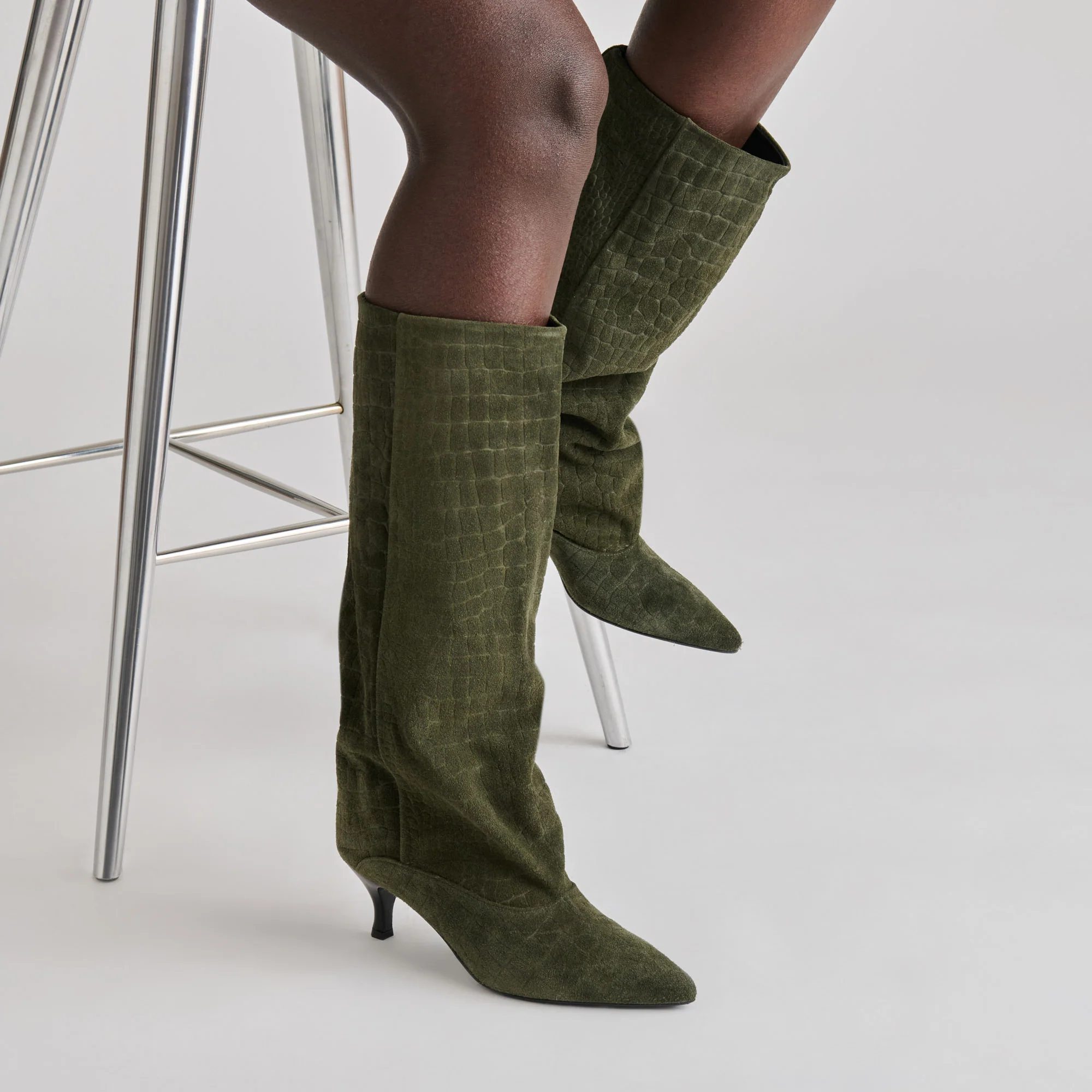 ROXLA BOOTS OLIVE CROCO EMBOSSED LEATHER - Image 2