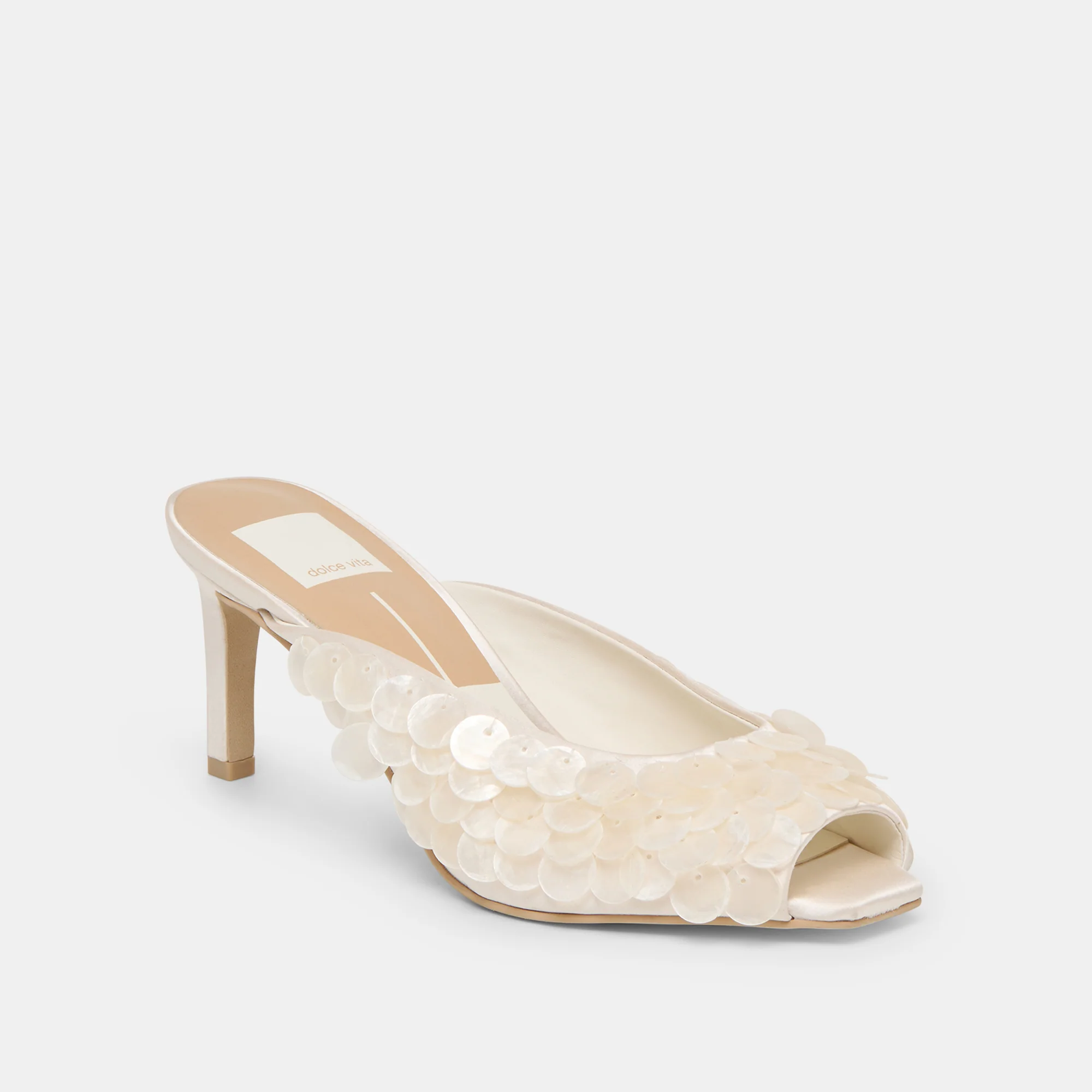 SAMARY CONFETTI HEELS OFF WHITE SATIN - Image 3