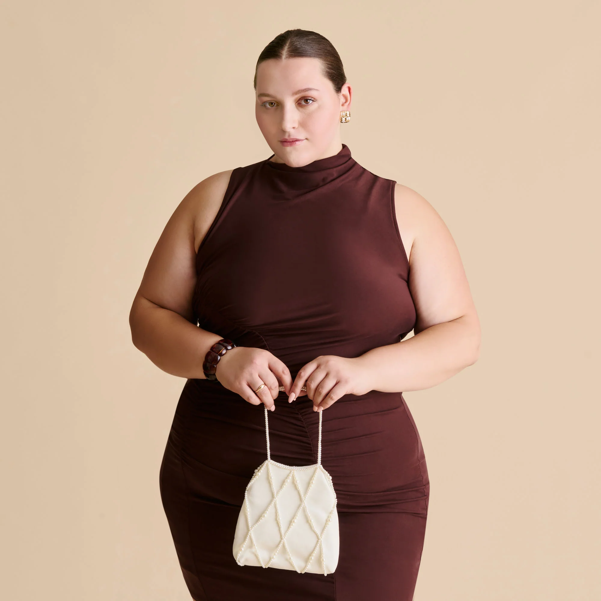 SERILDA PEARL HANDBAG IVORY SATIN - Image 6