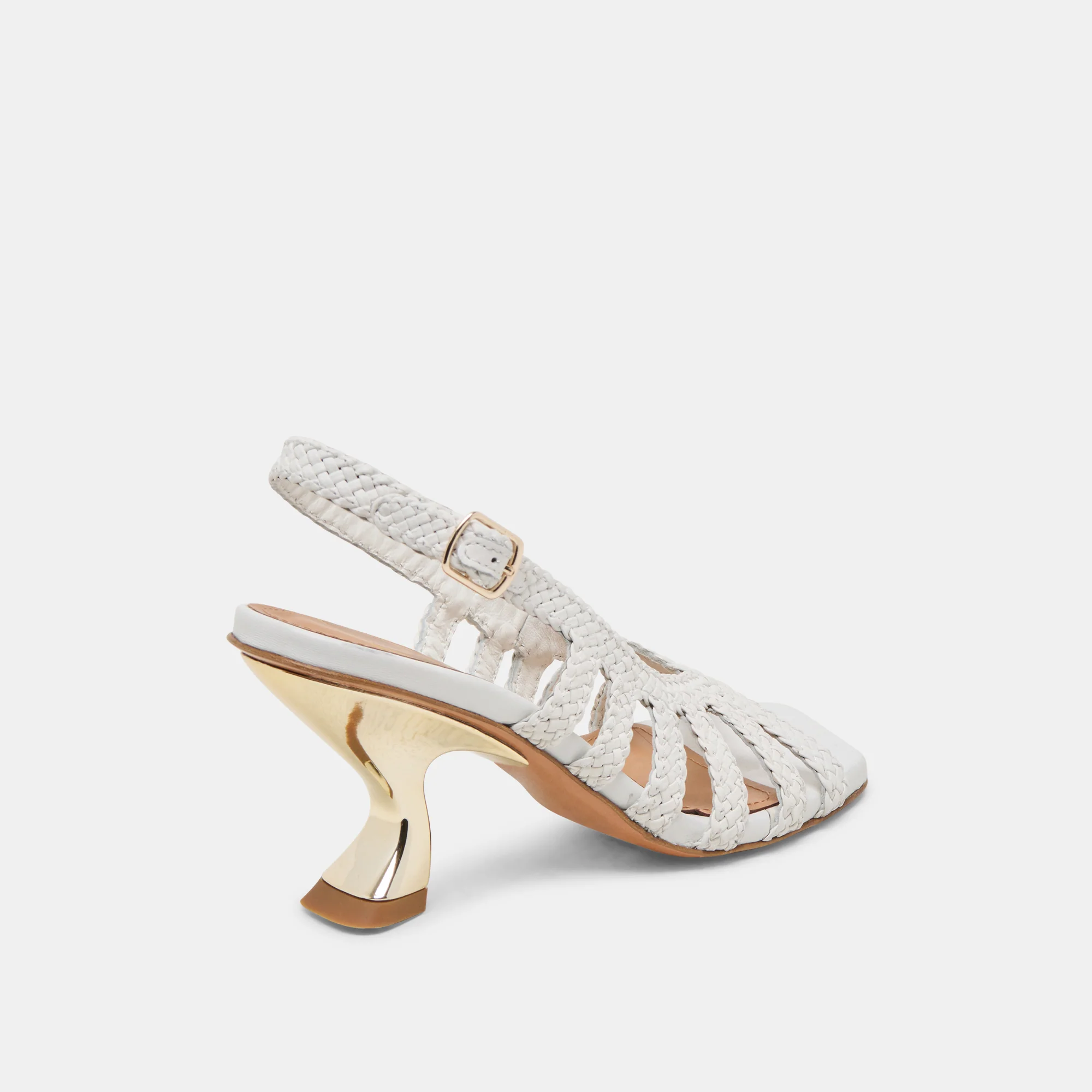 SICILY HEELS WHITE WOVEN LEATHER - Image 5